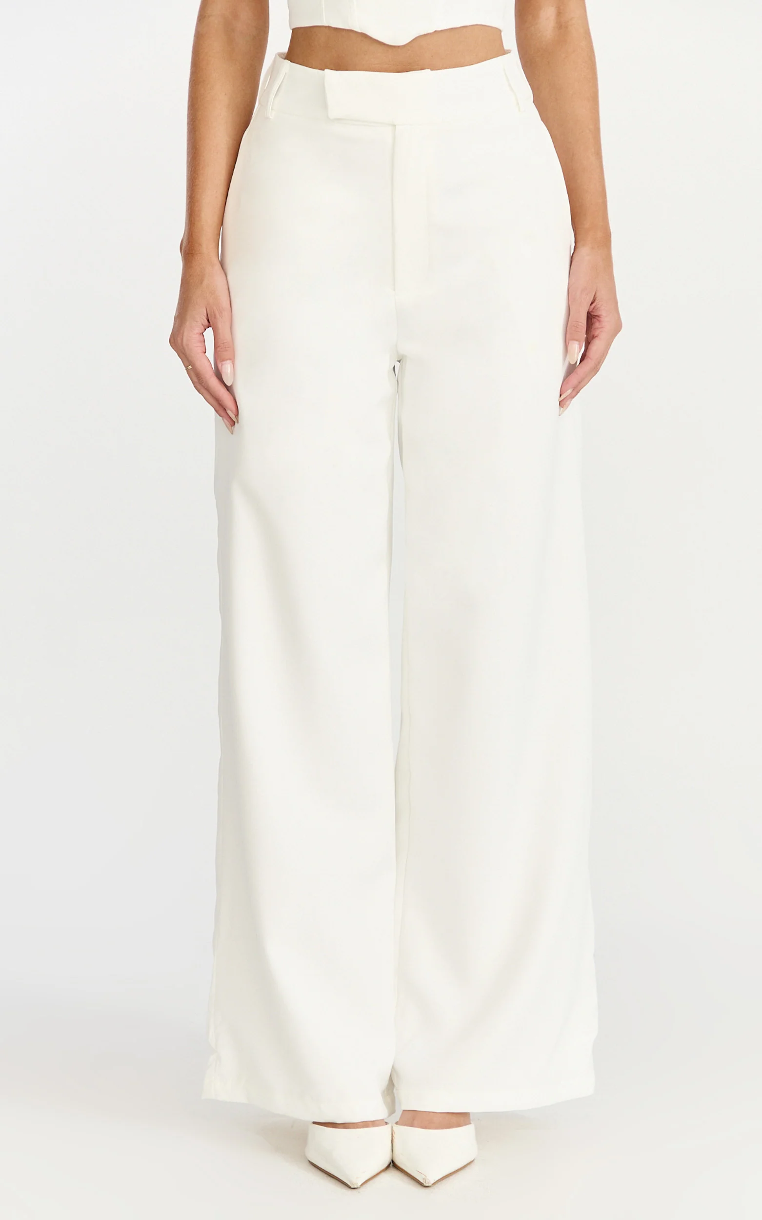 Karina Pants - High Waist Wide Leg Pants in Cream - Image 2