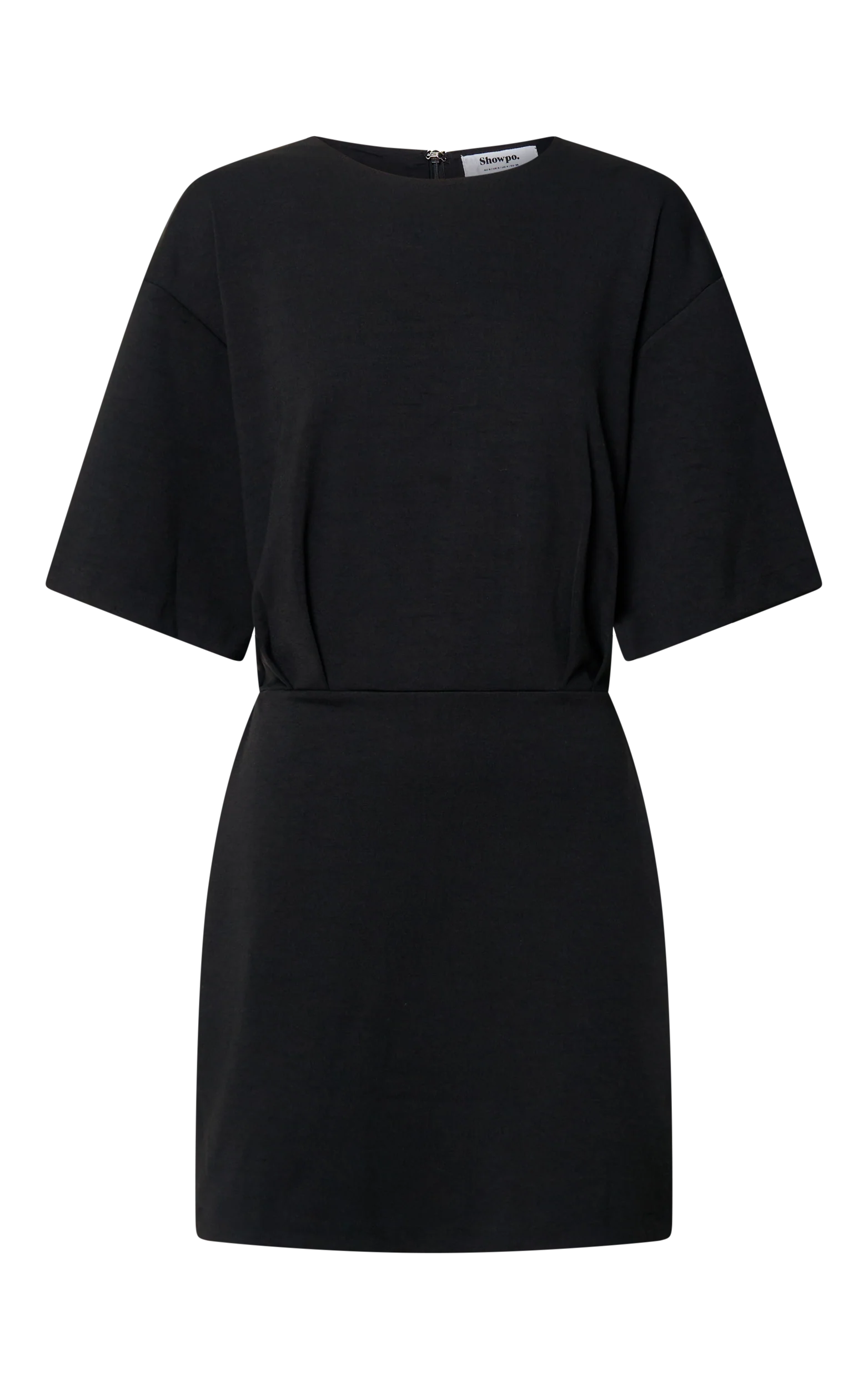 Karyna Mini Dress - Short Sleeve Boxy T-shirt Dress in Black - Image 10