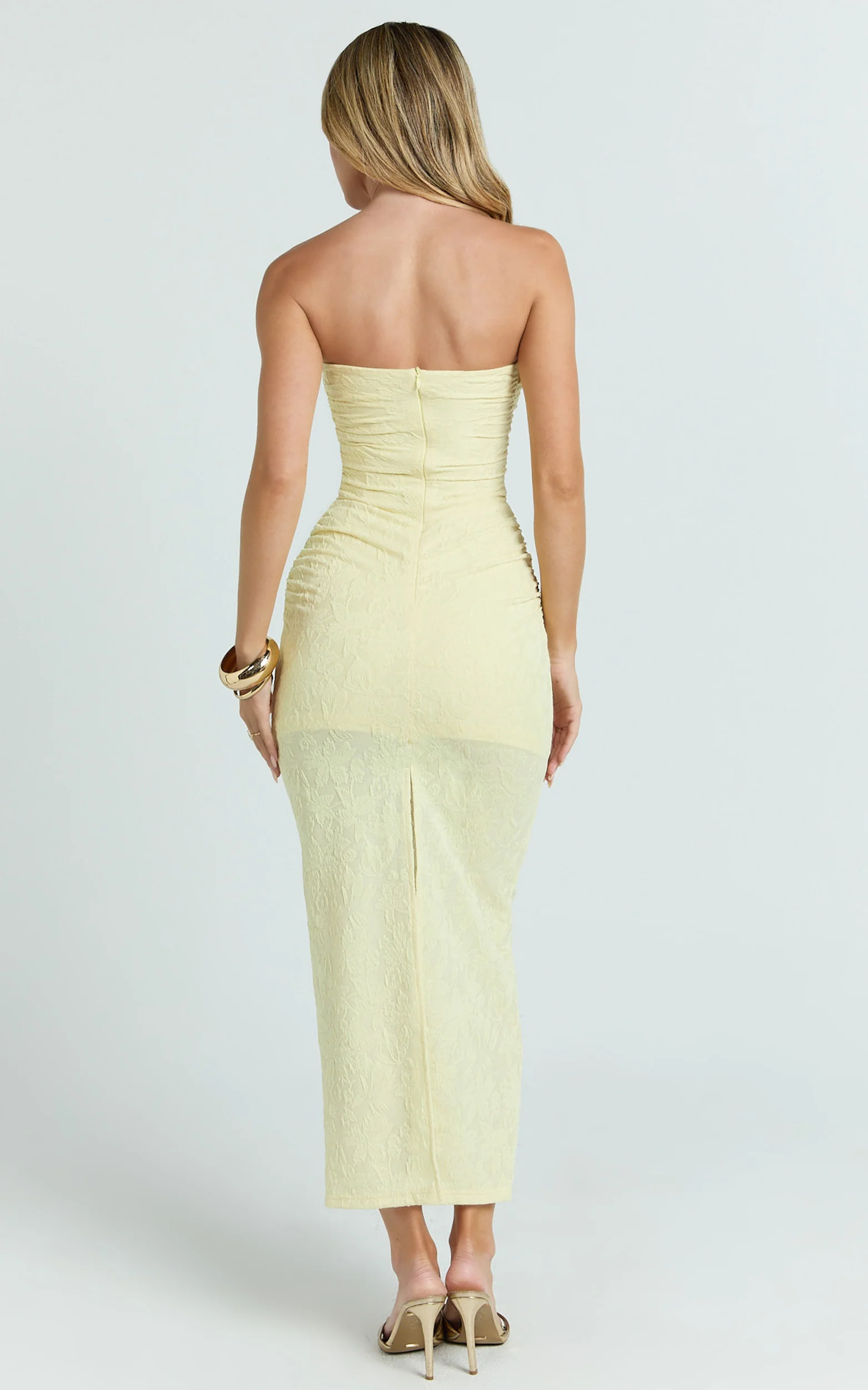Kayrene Midi Dress - Strapless Bodycon Dress in Butter Yellow - Image 5