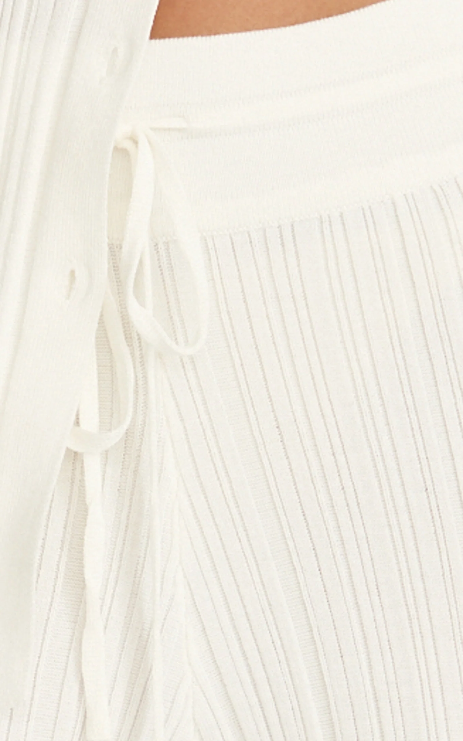 Kelsey Pants - High Drawstring Waist Knit Pants in Cream - Image 9