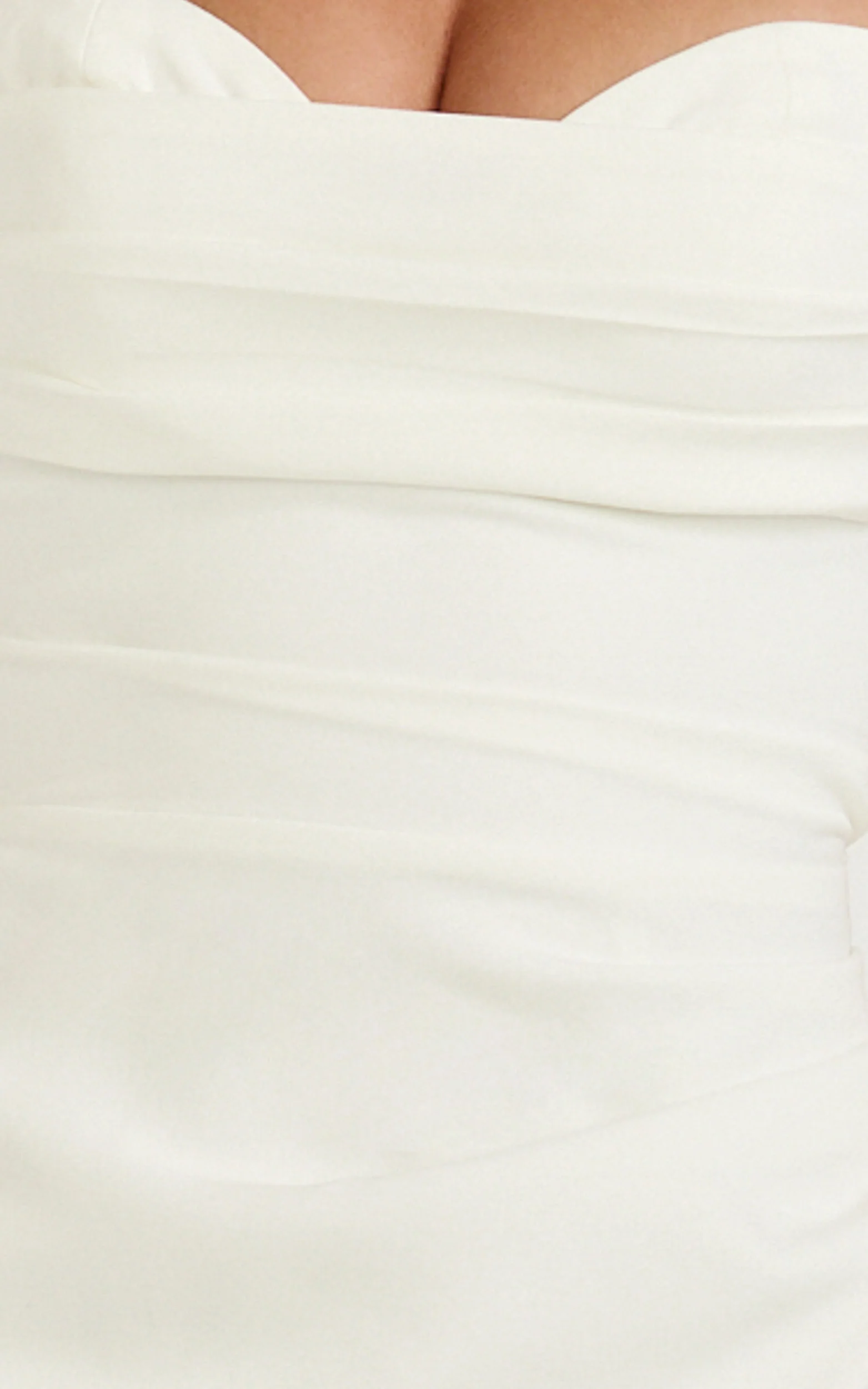 Kenna Midi Dress - Gathered Bust Tucked Waist Dress in Off White - Image 6