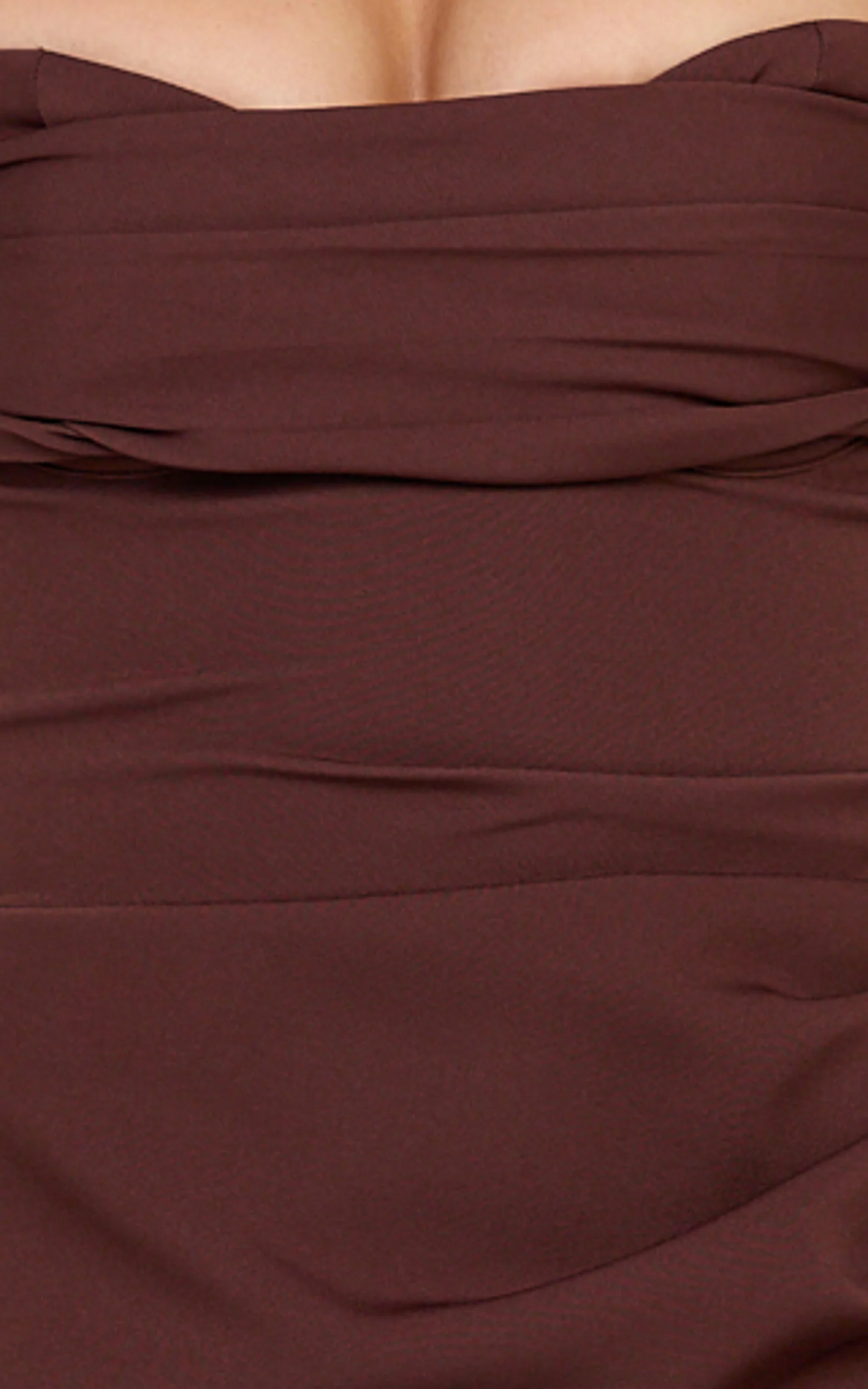 Kenna Mini Dress - Gathered Bust Tucked Waist Dress in Chocolate - Image 6