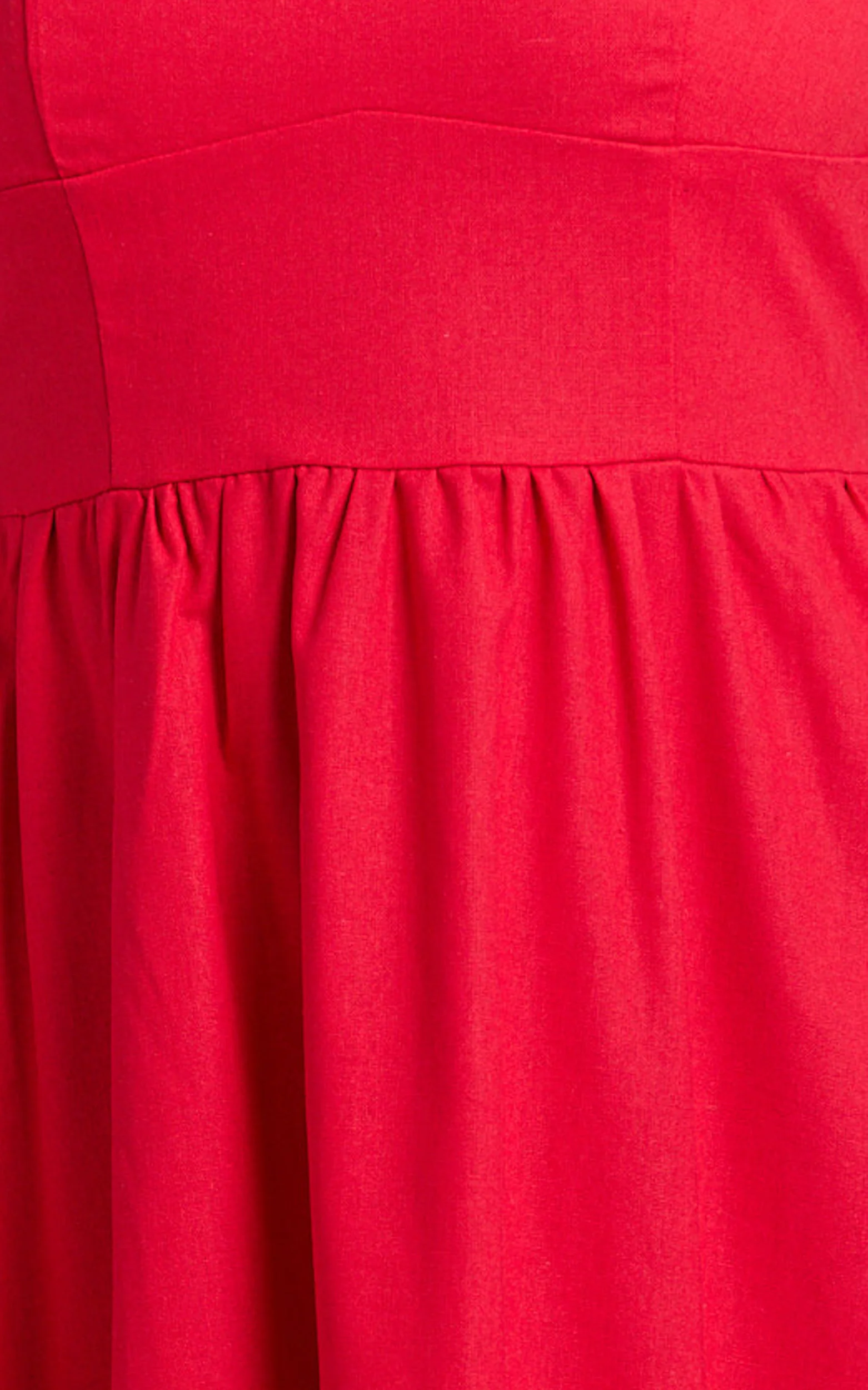 Khari Midi Dress - Linen Look Square A Line Dress in Red - Image 6