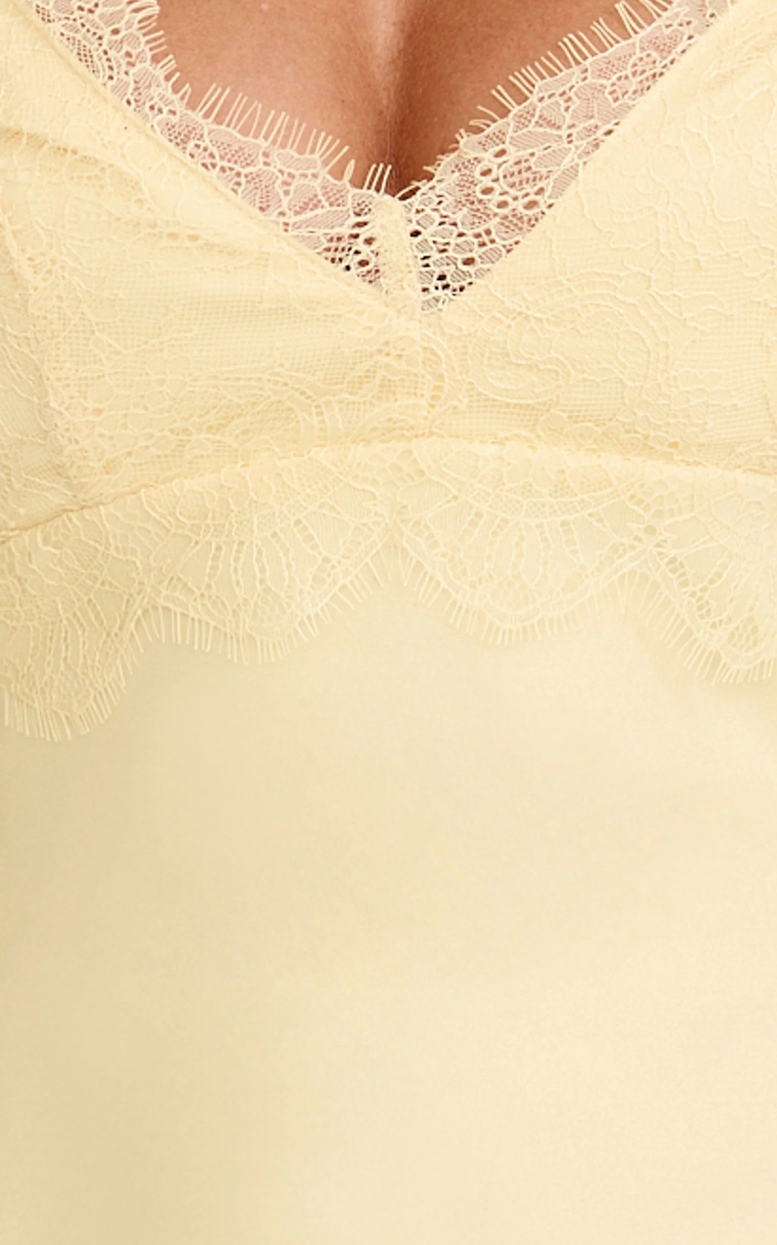 Kyra Maxi Dress - Lace Bust And Tie Back Satin Dress in Lemon - Image 6