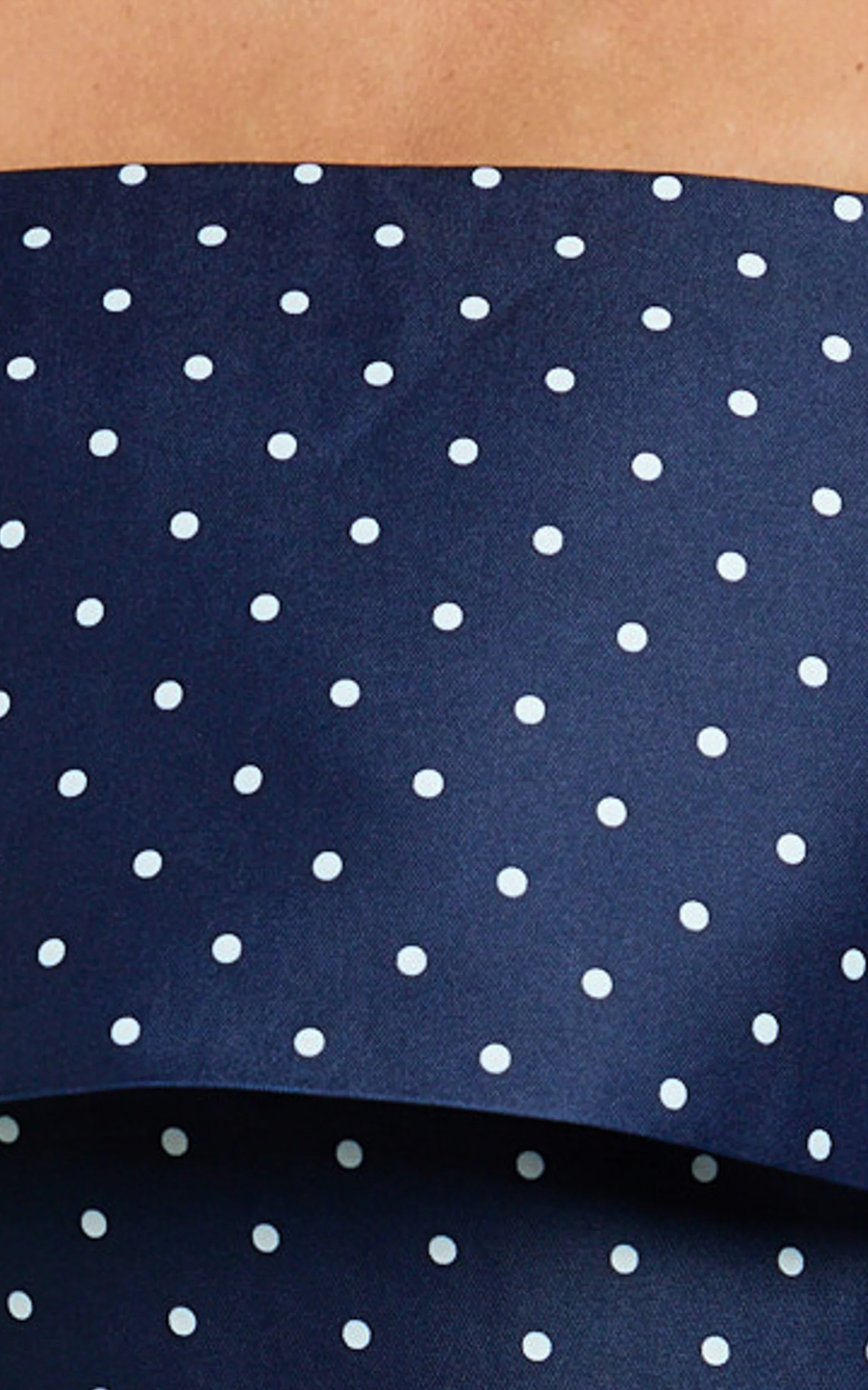 Lana Top - Long Sleeve Off Shoulder Cropped Top in Navy/White Polka Dot - Image 6