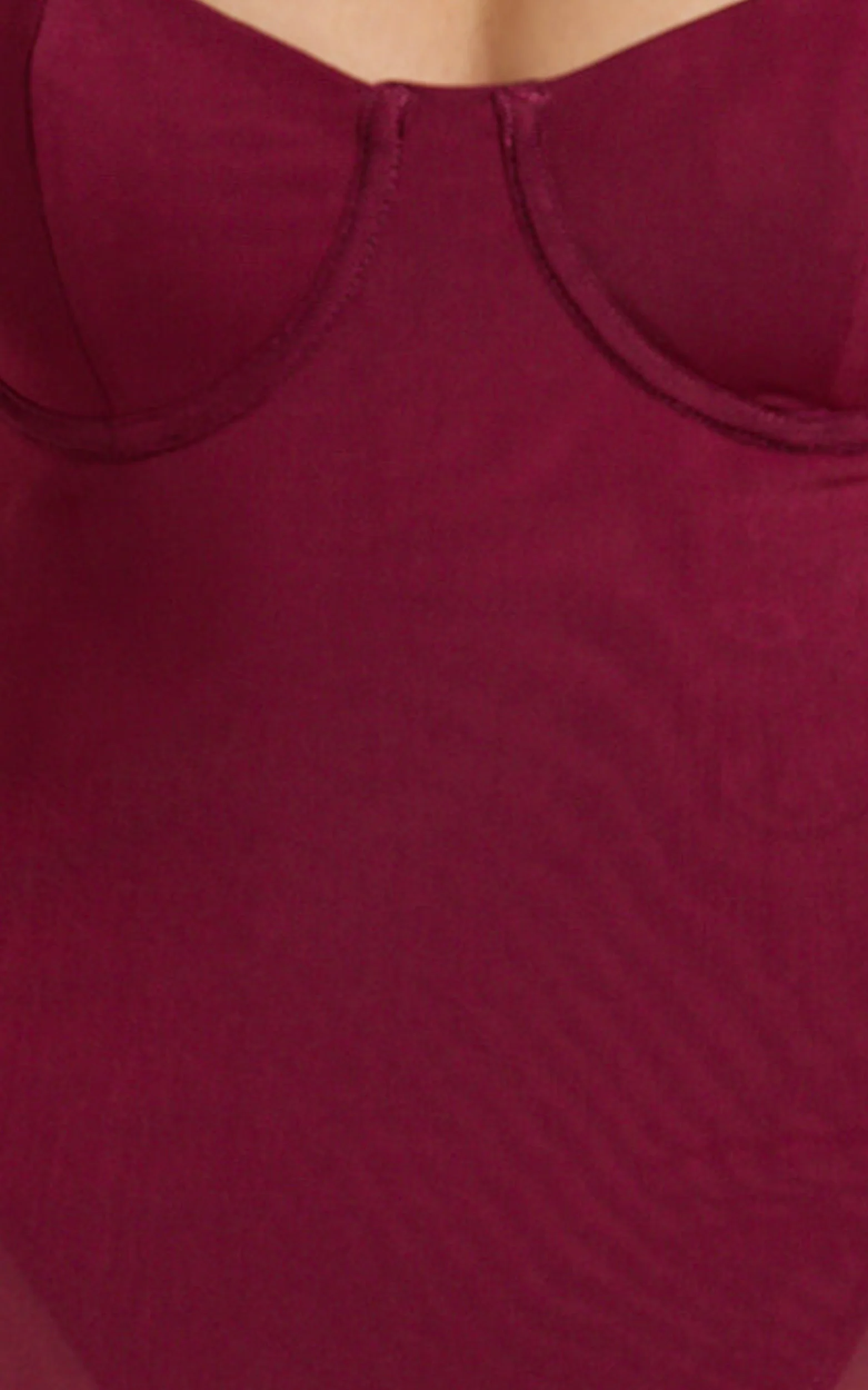Laney Maxi Dress - Mesh Sweetheart Neck Bodycon Dress in Wine - Image 9