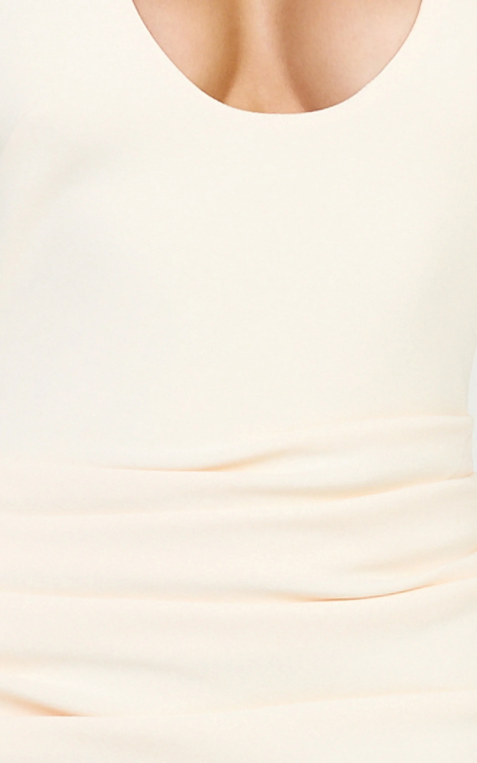 Lani Midi Dress - Scooped Neckline Draped Skirt Halter Dress in Cream - Image 6