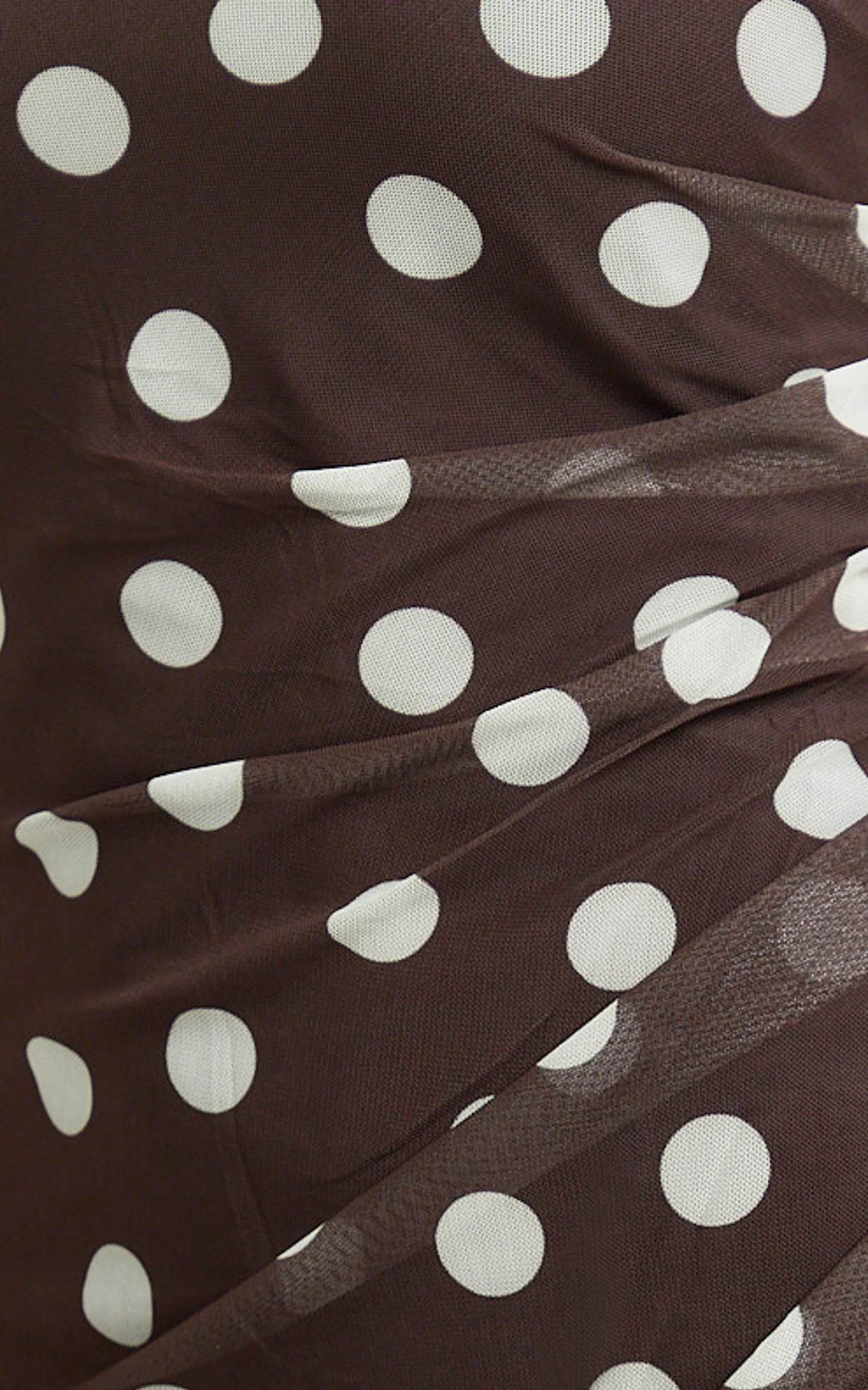 Lia Maxi Dress - Off Shoulder Slip Dress in Chocolate White Spot - Image 6