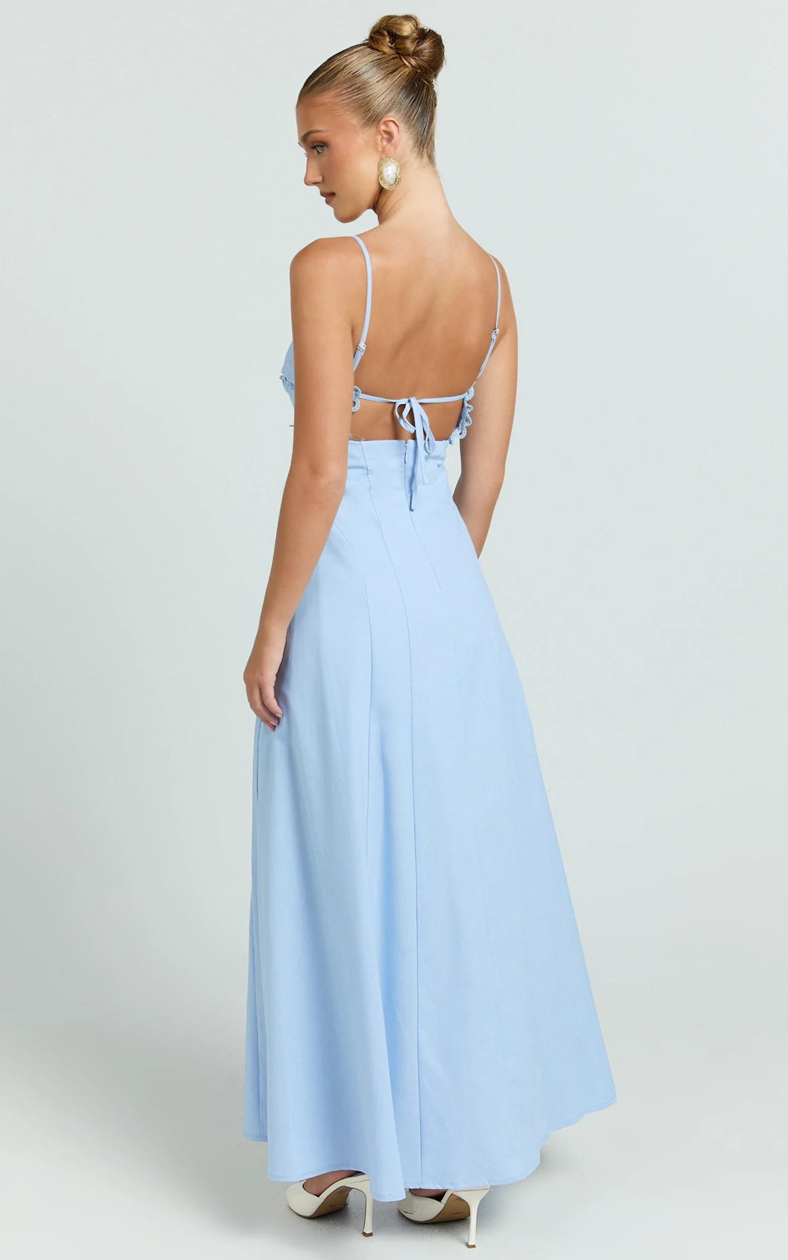 Lila Maxi Dress - Scallop Edge Fit And Flare Dress in Blue - Image 2