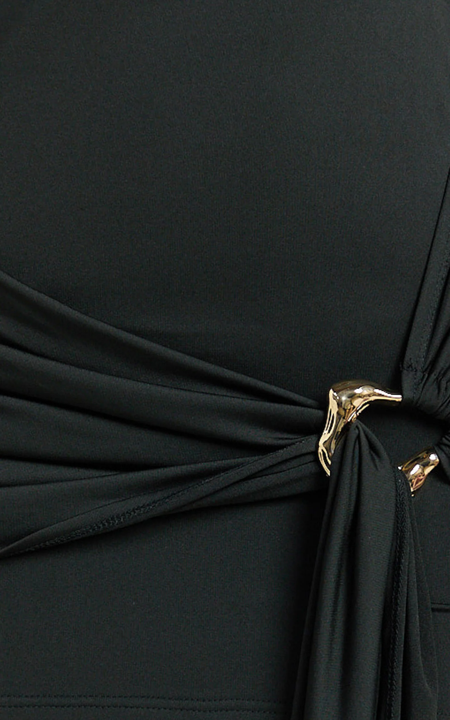 Lilian Mini Dress - One Shoulder Bodycon Dress with Hardware Detail in Black - Image 7