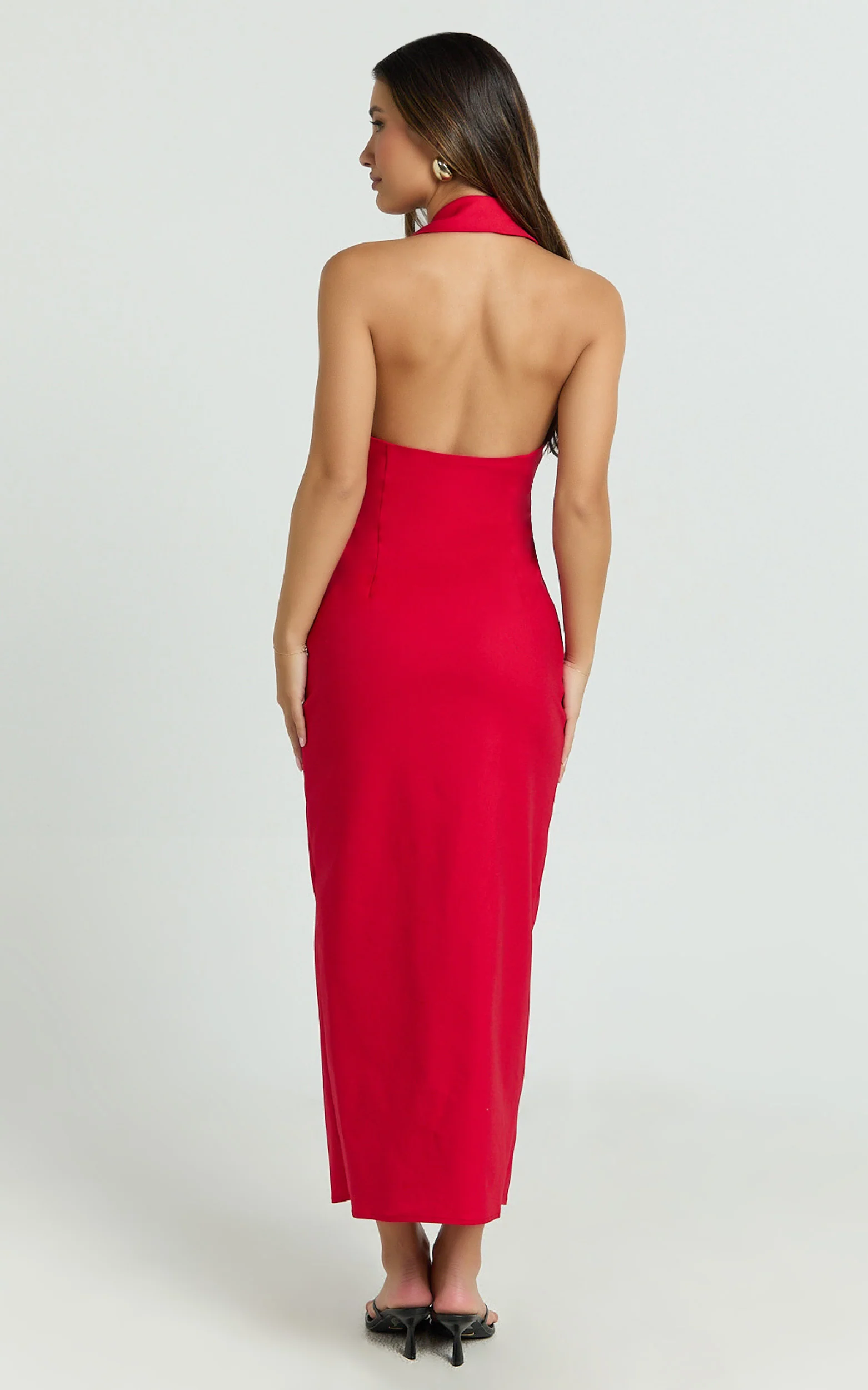 Lillibelle Midi Dress - Collared Button Down Bodycon Dress in Red - Image 6