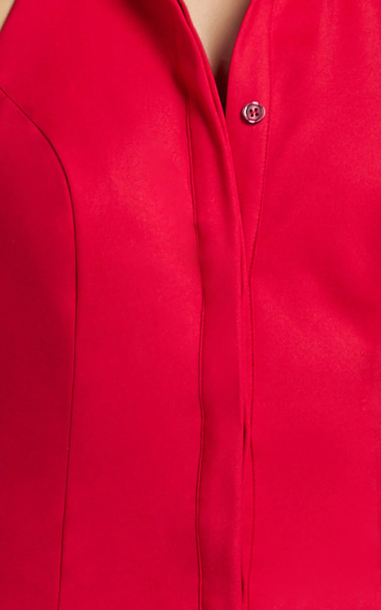 Lillibelle Midi Dress - Collared Button Down Bodycon Dress in Red - Image 7