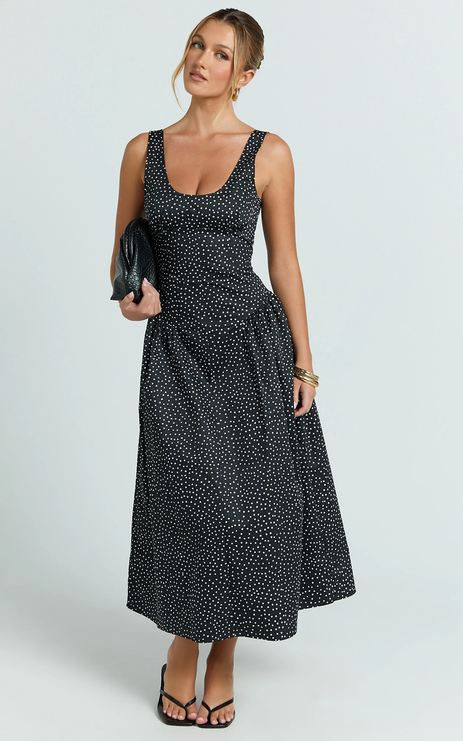 Lioness - Luna Rosa Midi Dress in Noir Polka - Image 3