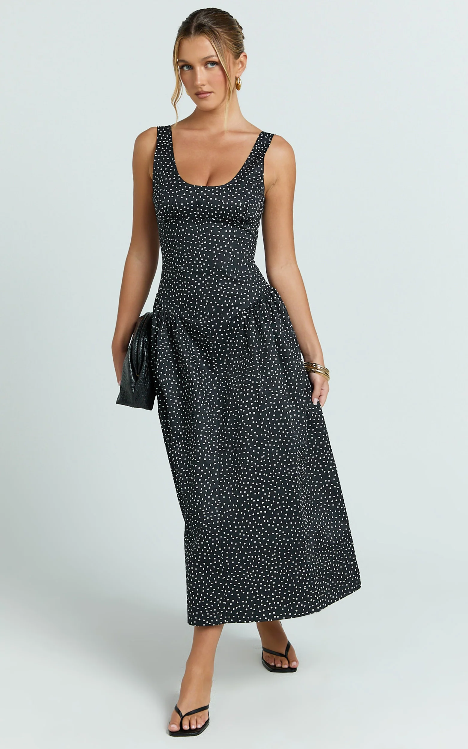 Lioness - Luna Rosa Midi Dress in Noir Polka - Image 4