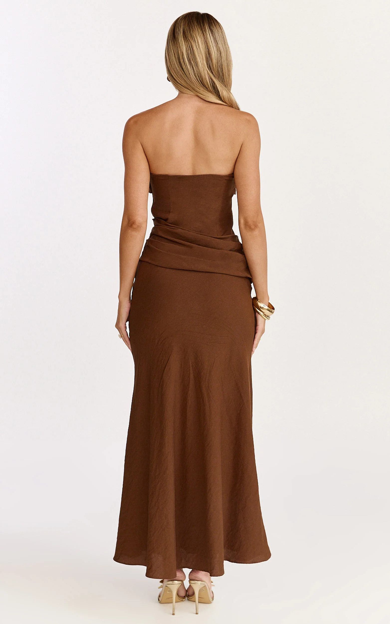 Lottie Midi Dress - Strapless Dress in Chocolate - Image 5