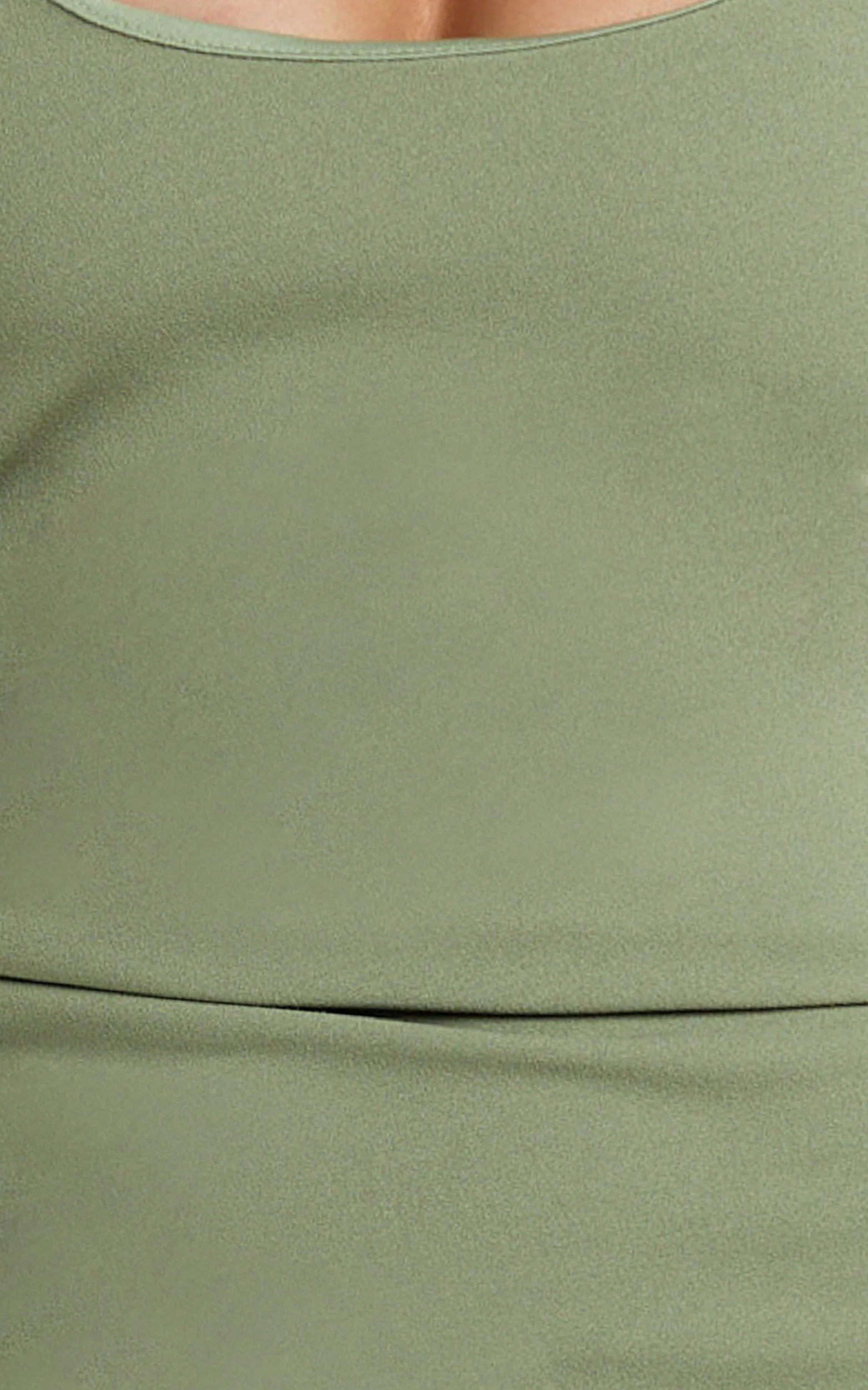 Lucinda Mini Dress - Scoop Neck Ruched Bodycon Dress in Olive - Image 7