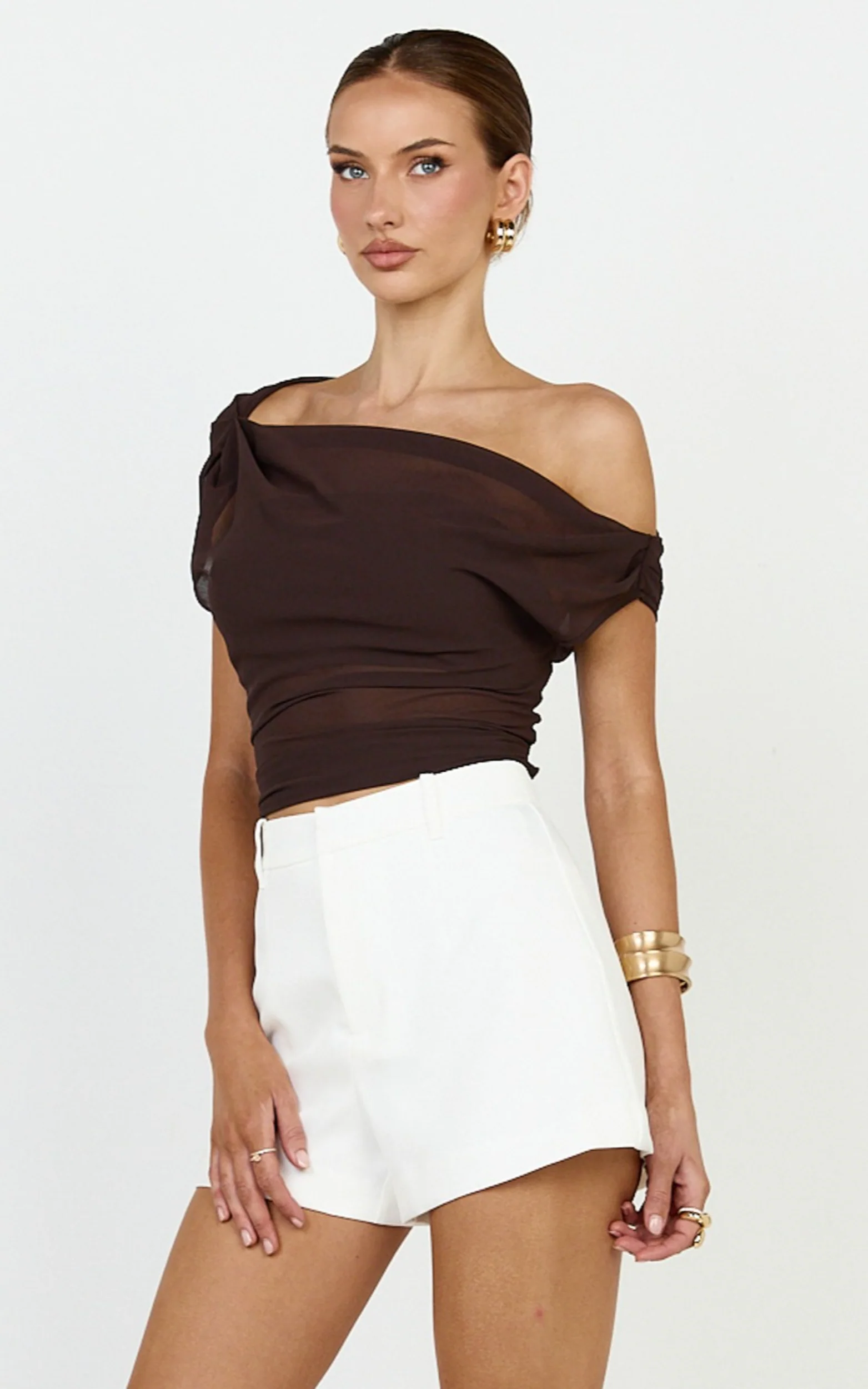 Lyla Shorts - High Waist Tailored Shorts in White - Image 4