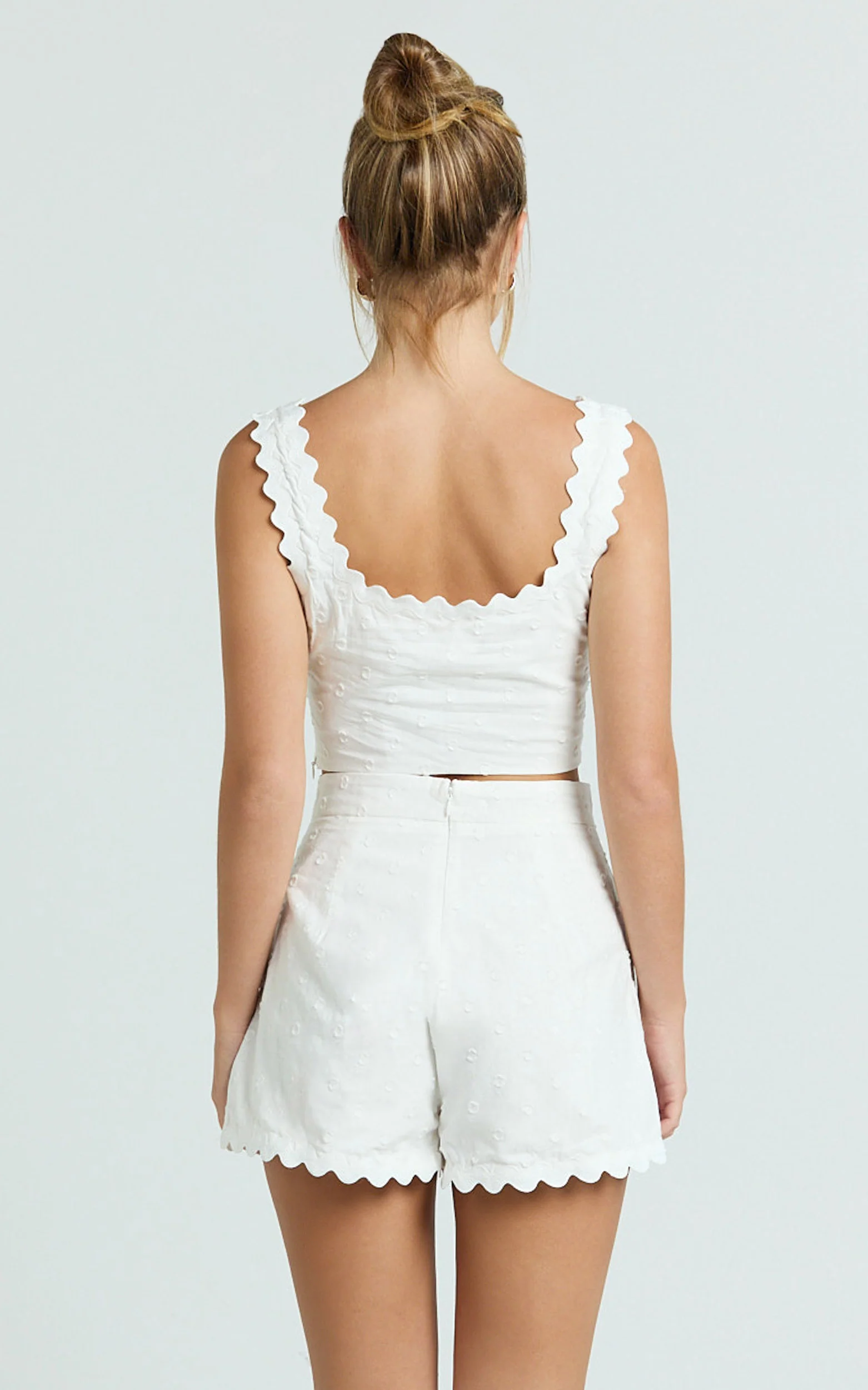 Mabel Two Piece Set - Square Neck And Matching Shorts Set in White - Image 6
