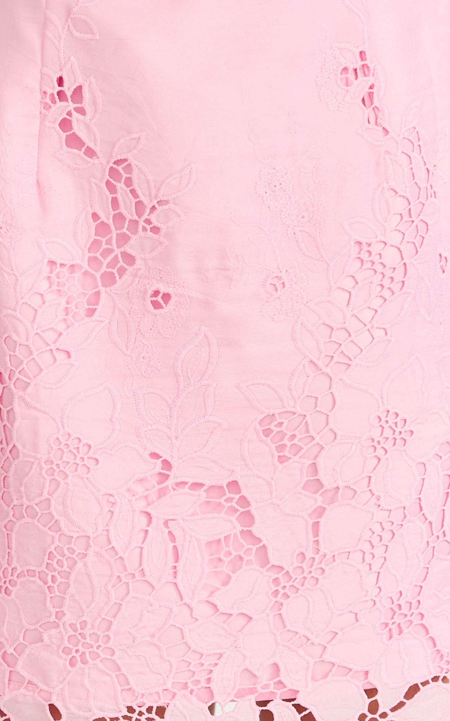 Maisie Mini Dress - Broderie Cut Out Border Hem Dress in Pink - Image 9