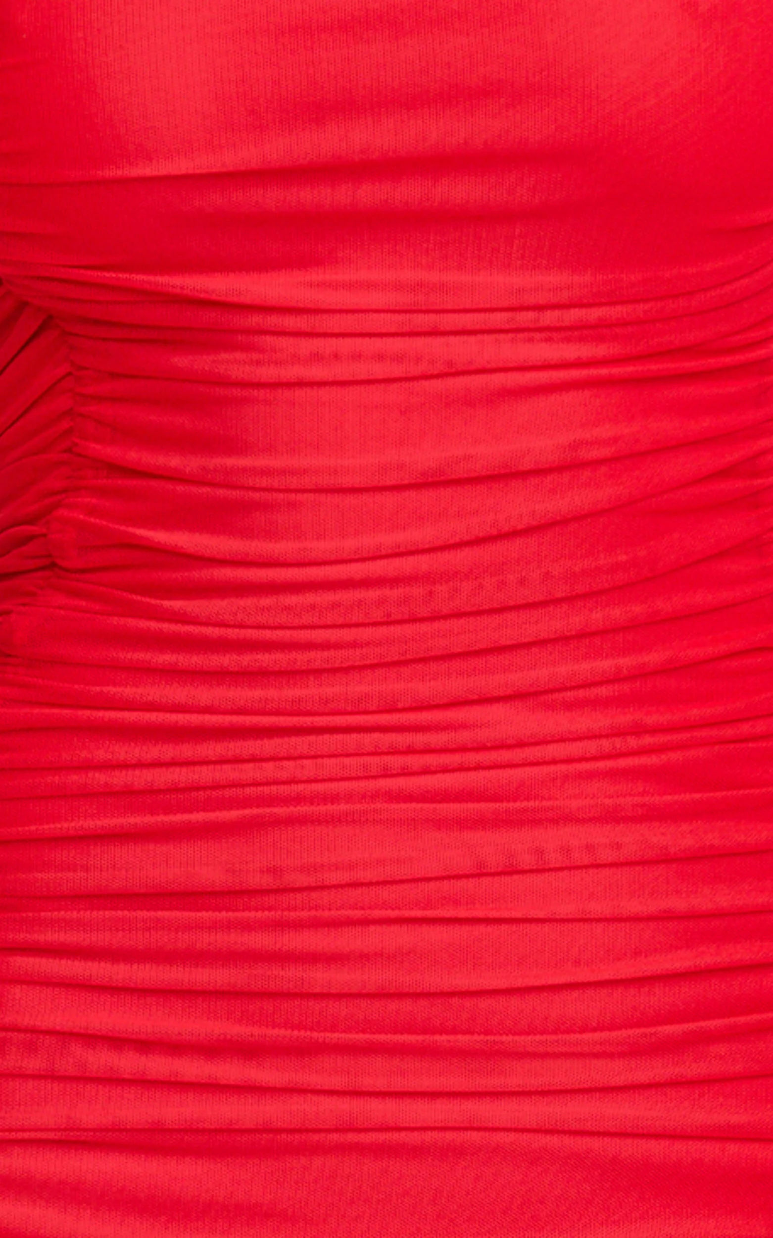 Marguerite Maxi Dress - Strapless Ruched Mesh High Leg Split Dress in Red - Image 8