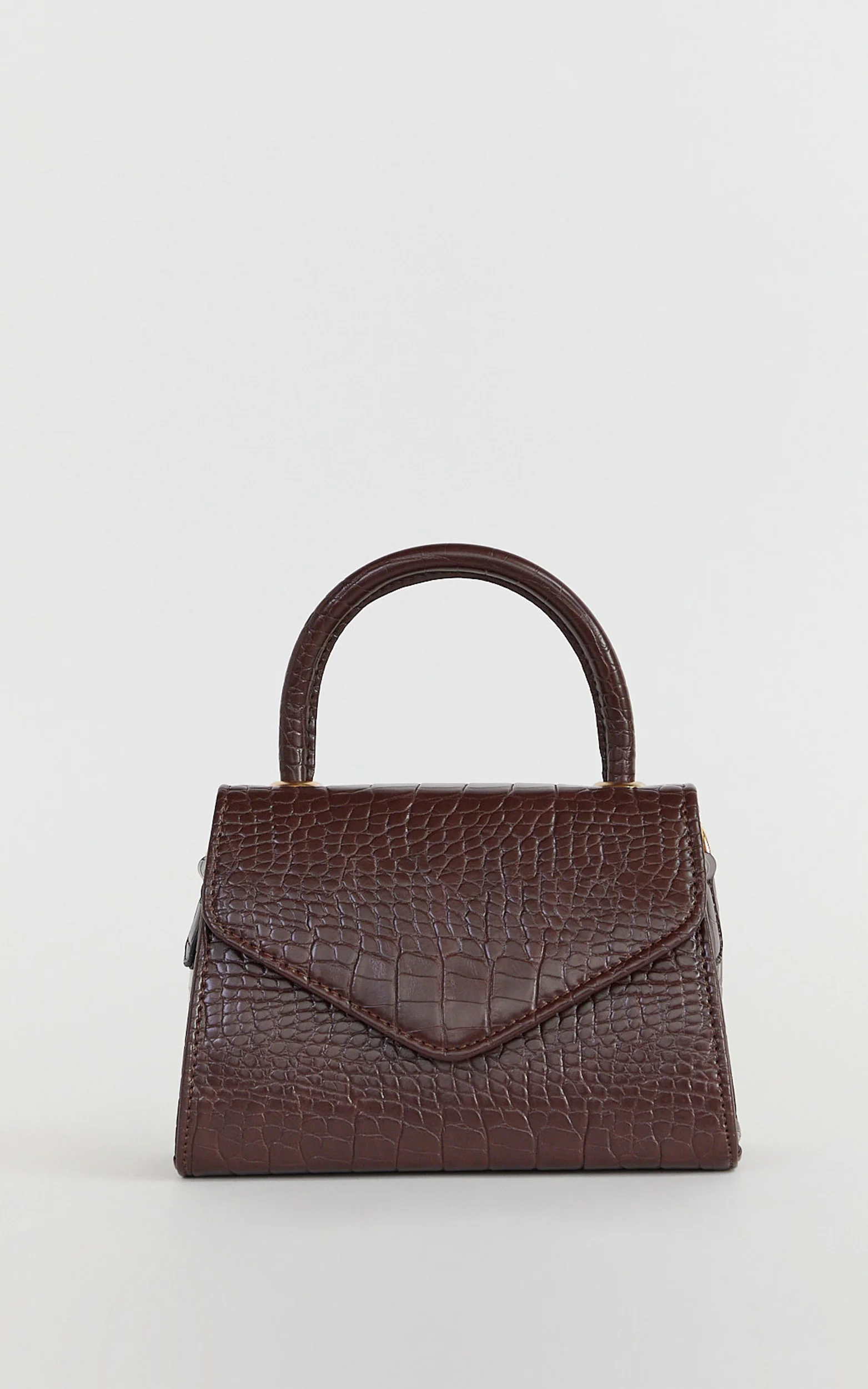 Marilou Bag - Croc Embossed Top Handle Crossbody Bag in Brown - Image 4