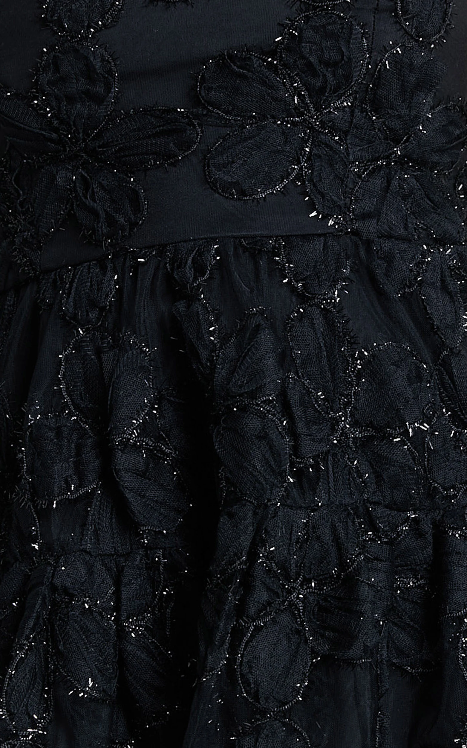 Marzy Mini Dress - Strapless Floral Detail Lace Fit and Flare Dress in Black - Image 13