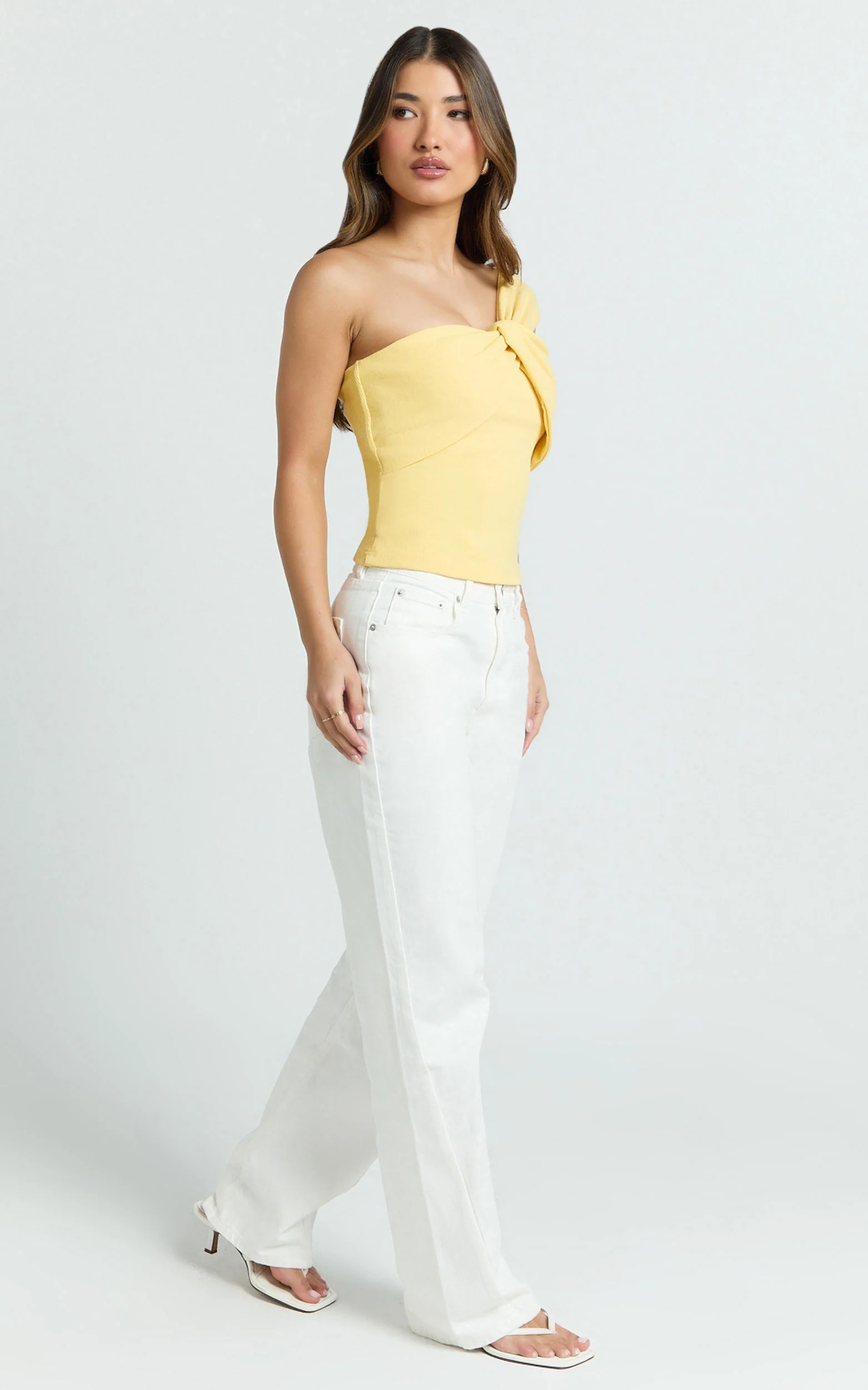 Maura Top - One Shoulder Twist Top in Lemon - Image 5