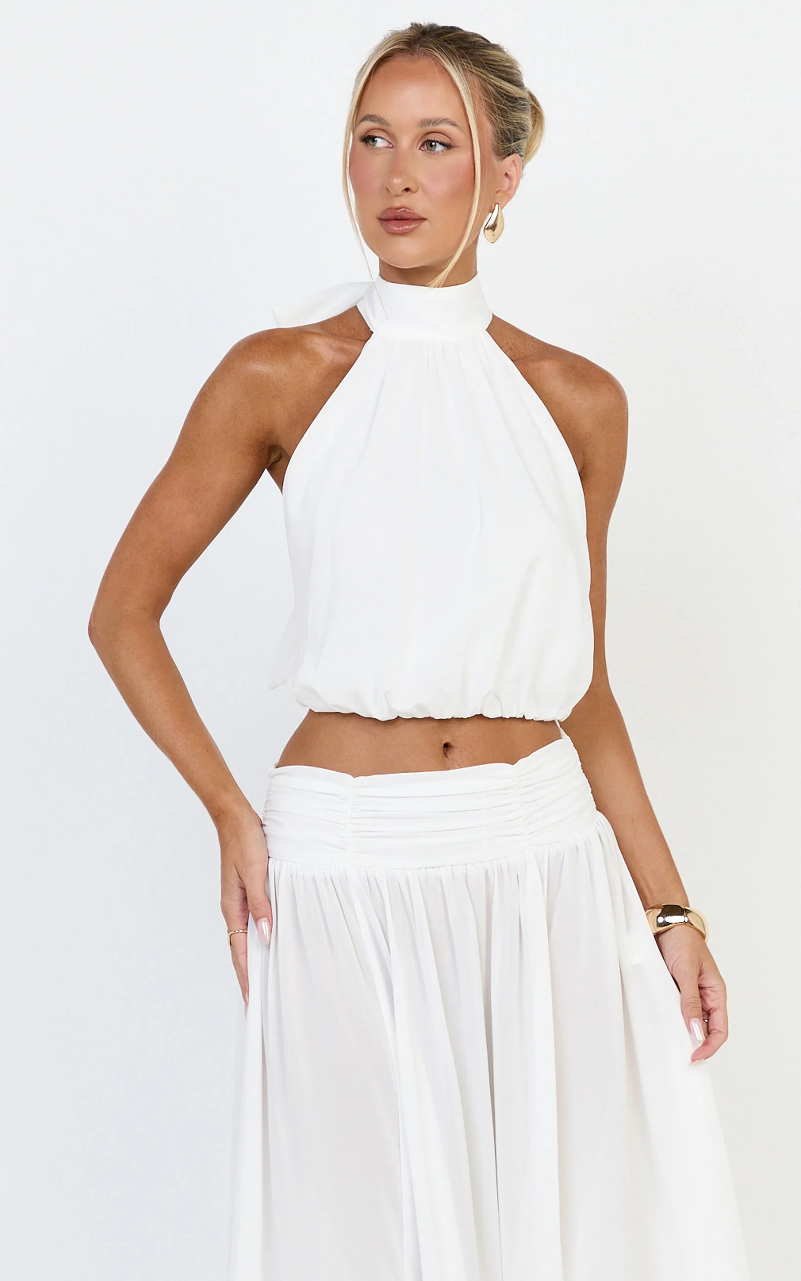 Melanie Top - Halter Neck Top in Cream - Image 3