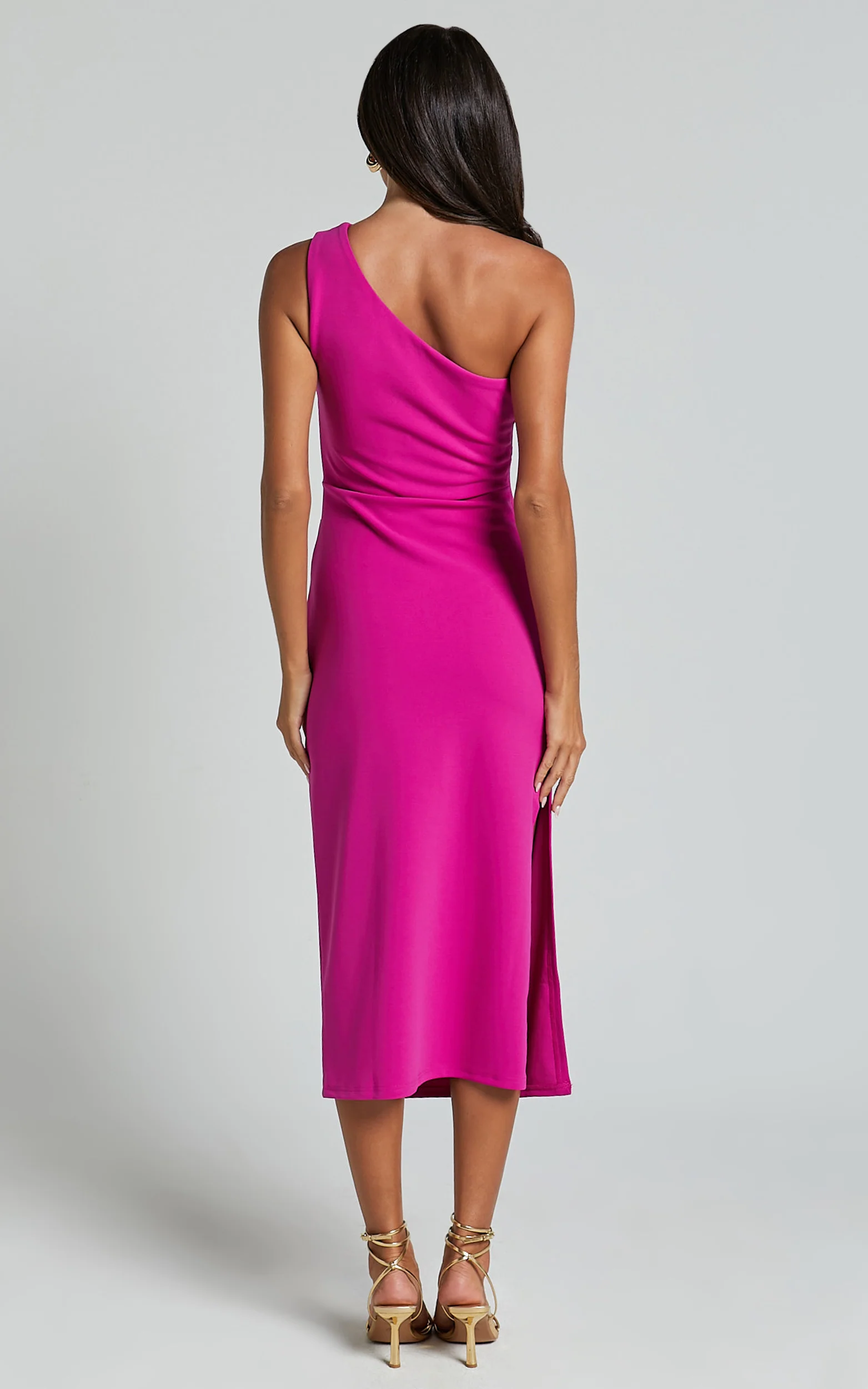 Monette Midi Dress - One Shoulder Straight Dress in Grape - Image 7