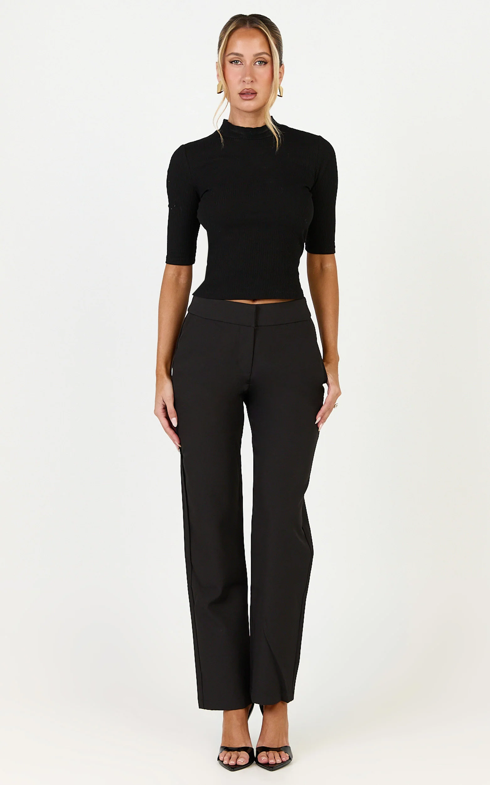 Neema Pants - Mid Rise Straight Leg Pants in Black - Image 3