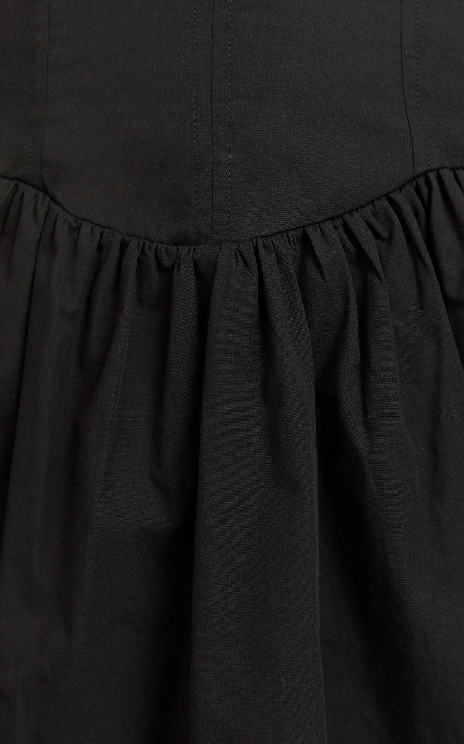 Nelli Mini Dress - Short Puff Sleeve Shirred Back Dress in Black - Image 7