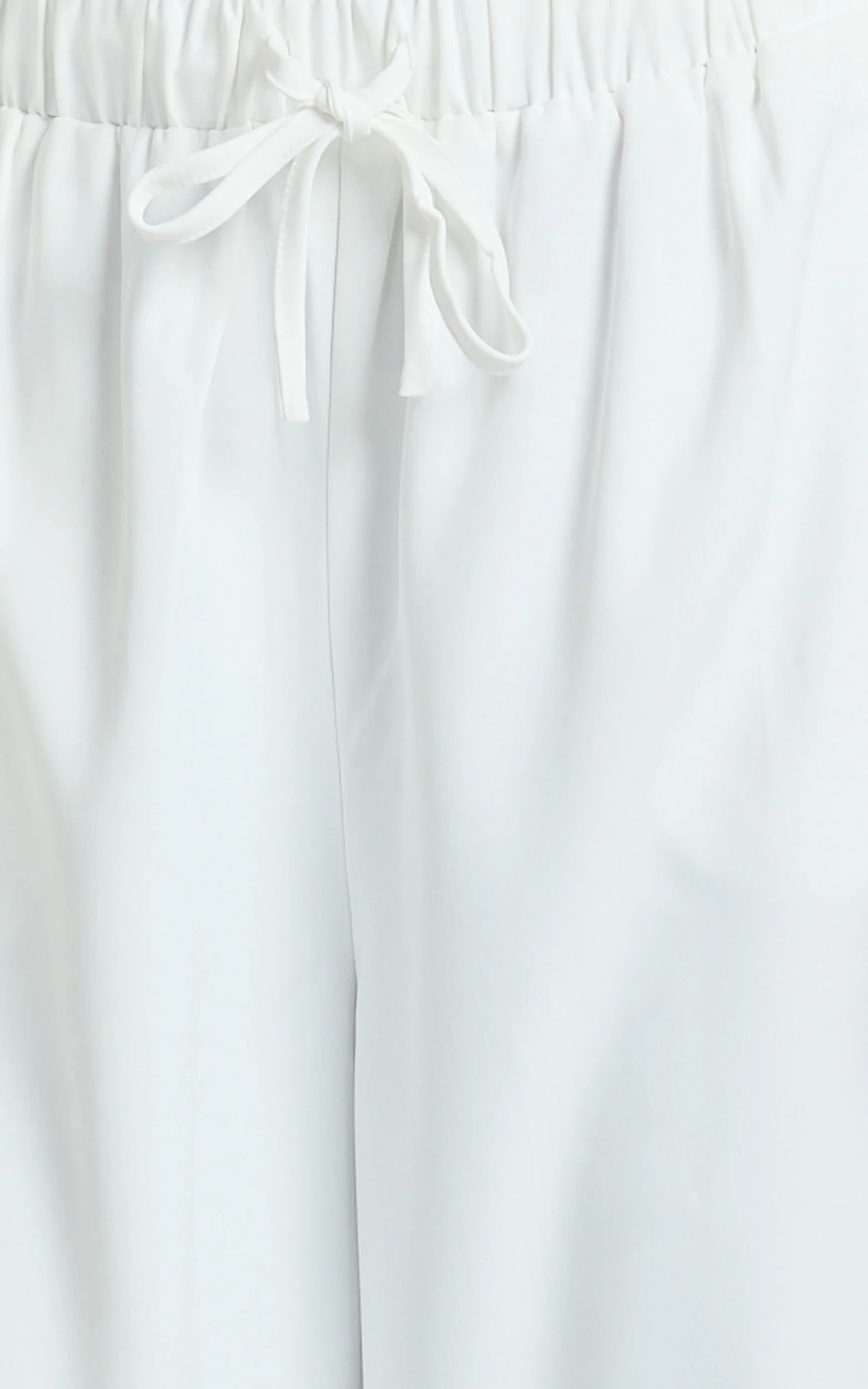 Nicole Pants - High Waist Elasticated Gathered Waist Wide Leg Pants in White - Image 10