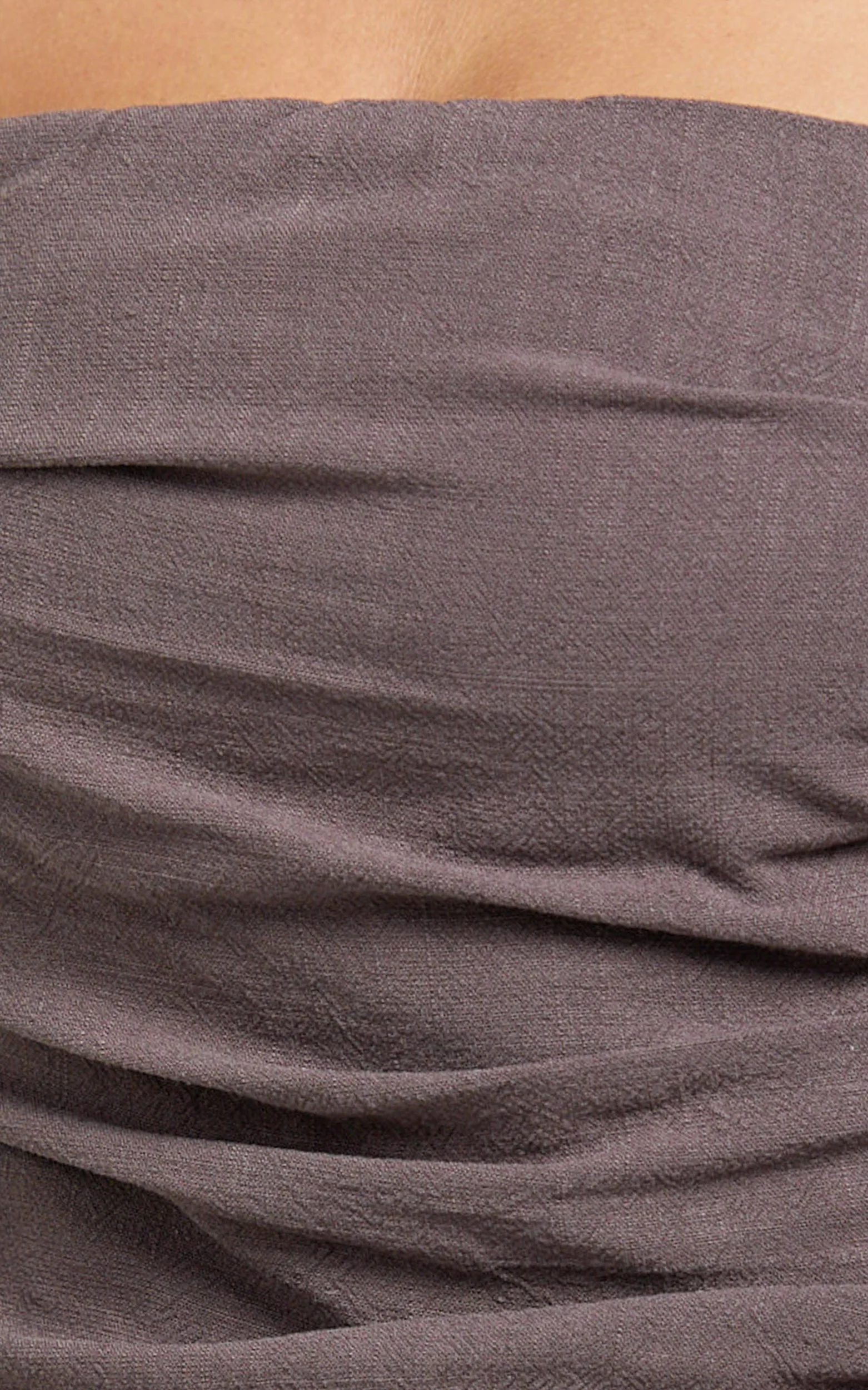 Norma Top - Strapless Linen Blend Scarf Tie Top in Mushroom - Image 6