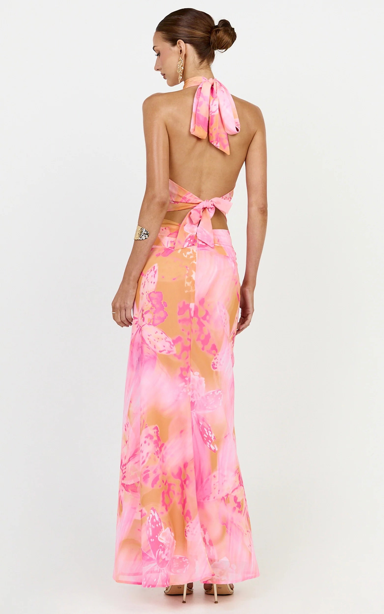 Nova Maxi Skirt - Gathered Waist Skirt in Hot House Orchid Print - Image 5