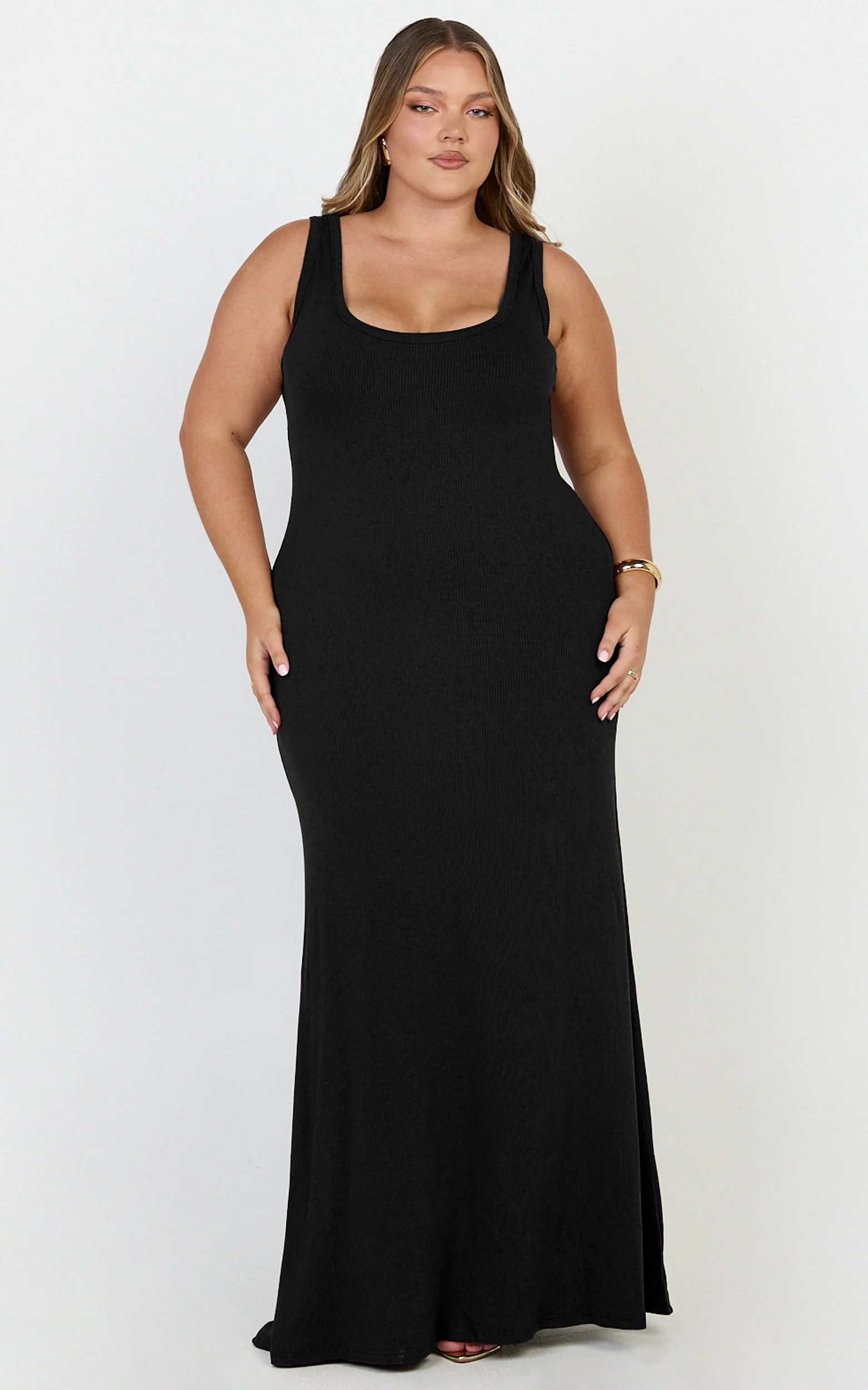 Odette Maxi Dress - Scoop Neck A Line Dress in Black - Image 2