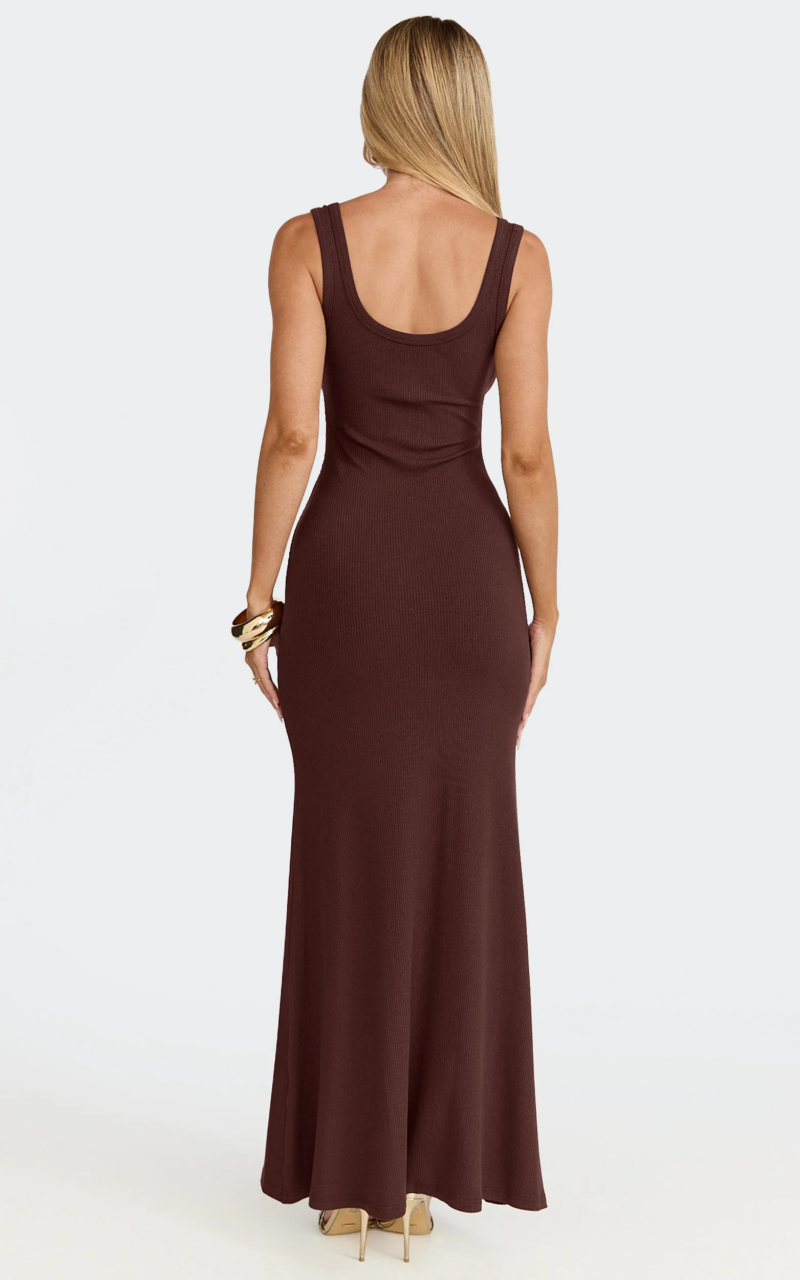 Odette Maxi Dress - Scoop Neck A Line Dress in Chocolate - Image 8