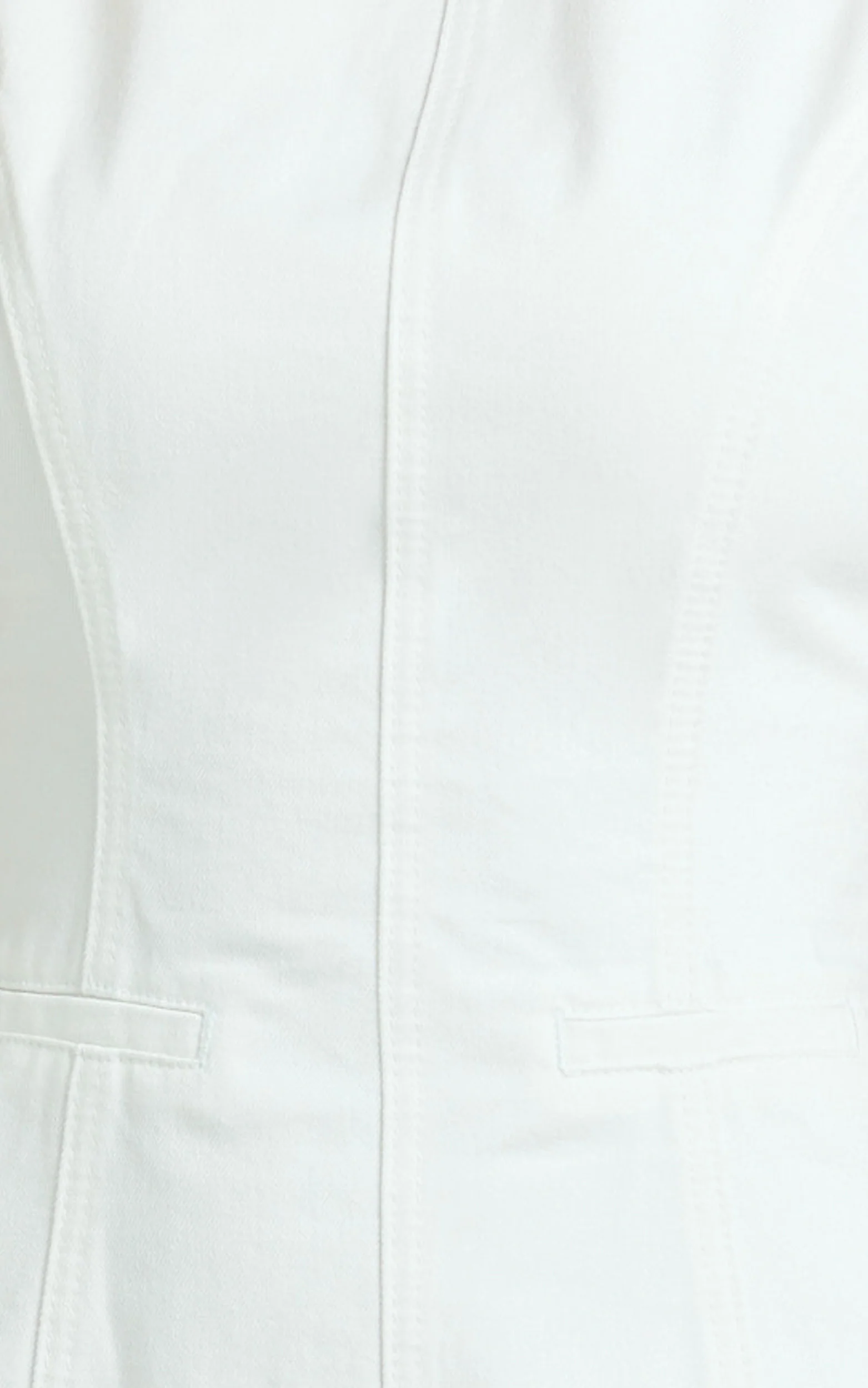 Olenna Mini Dress - High Neck Fitted Denim Dress in Ecru - Image 7