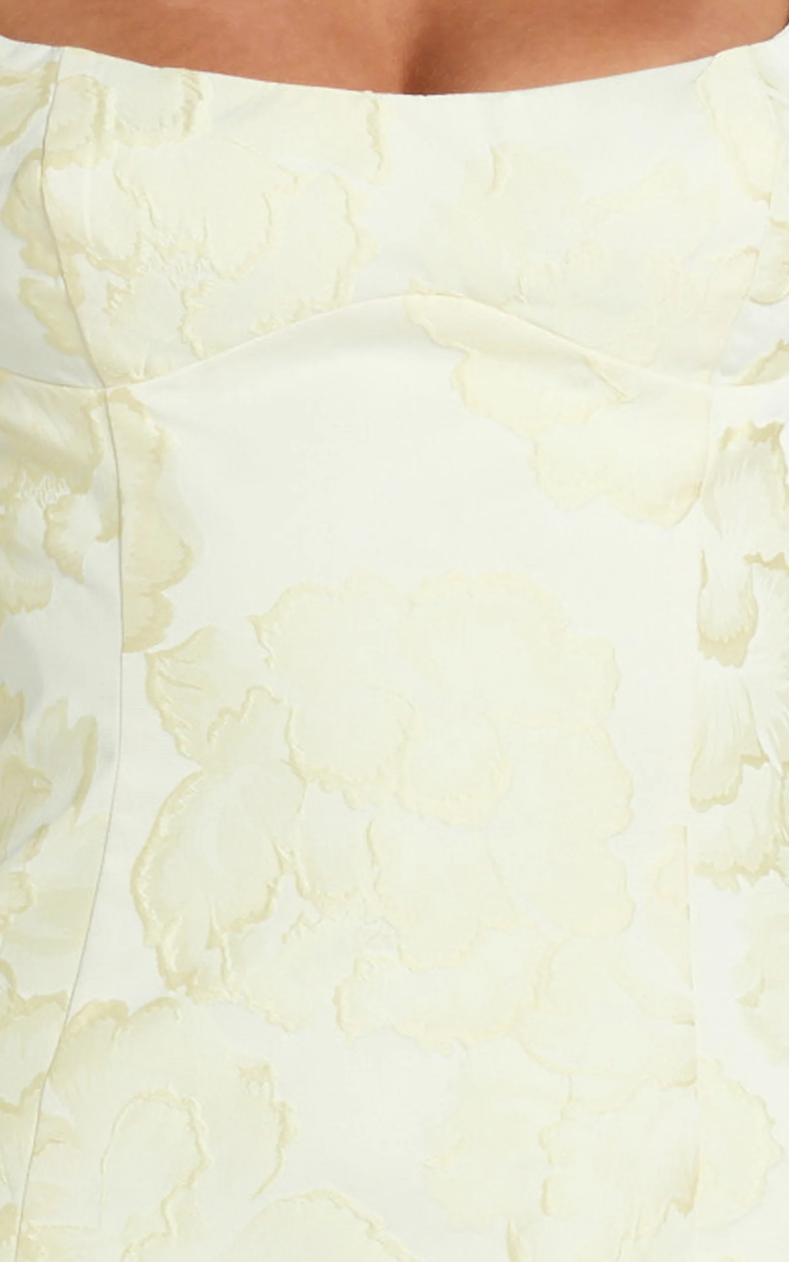 Orla Mini Dress - Jacquard Scoop Neck Fitted Dress in Lemon - Image 6