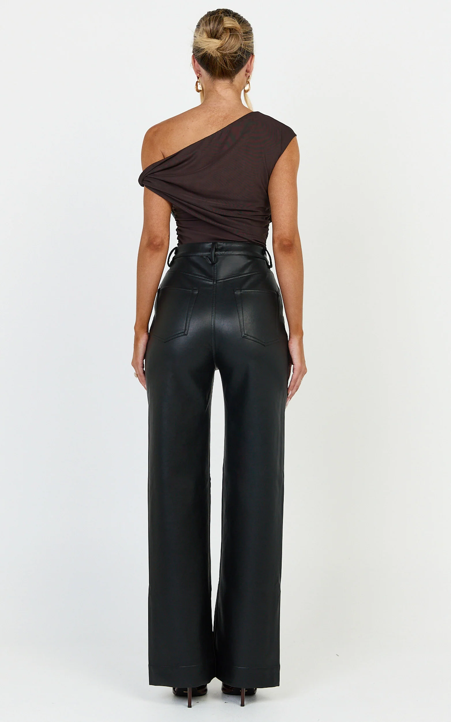 Paloma Top - Mesh Overlay Twist Sleeve Top in Chocolate - Image 5