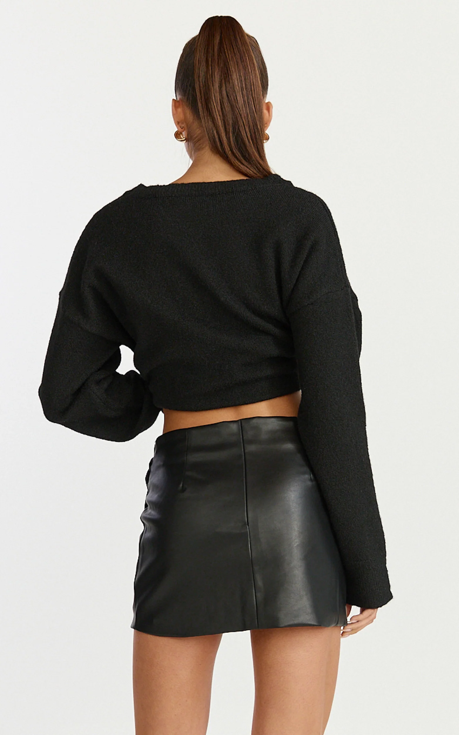 Patricia Mini Skirt - Mid Rise Fitted Patent Leather Skirt in Black - Image 6