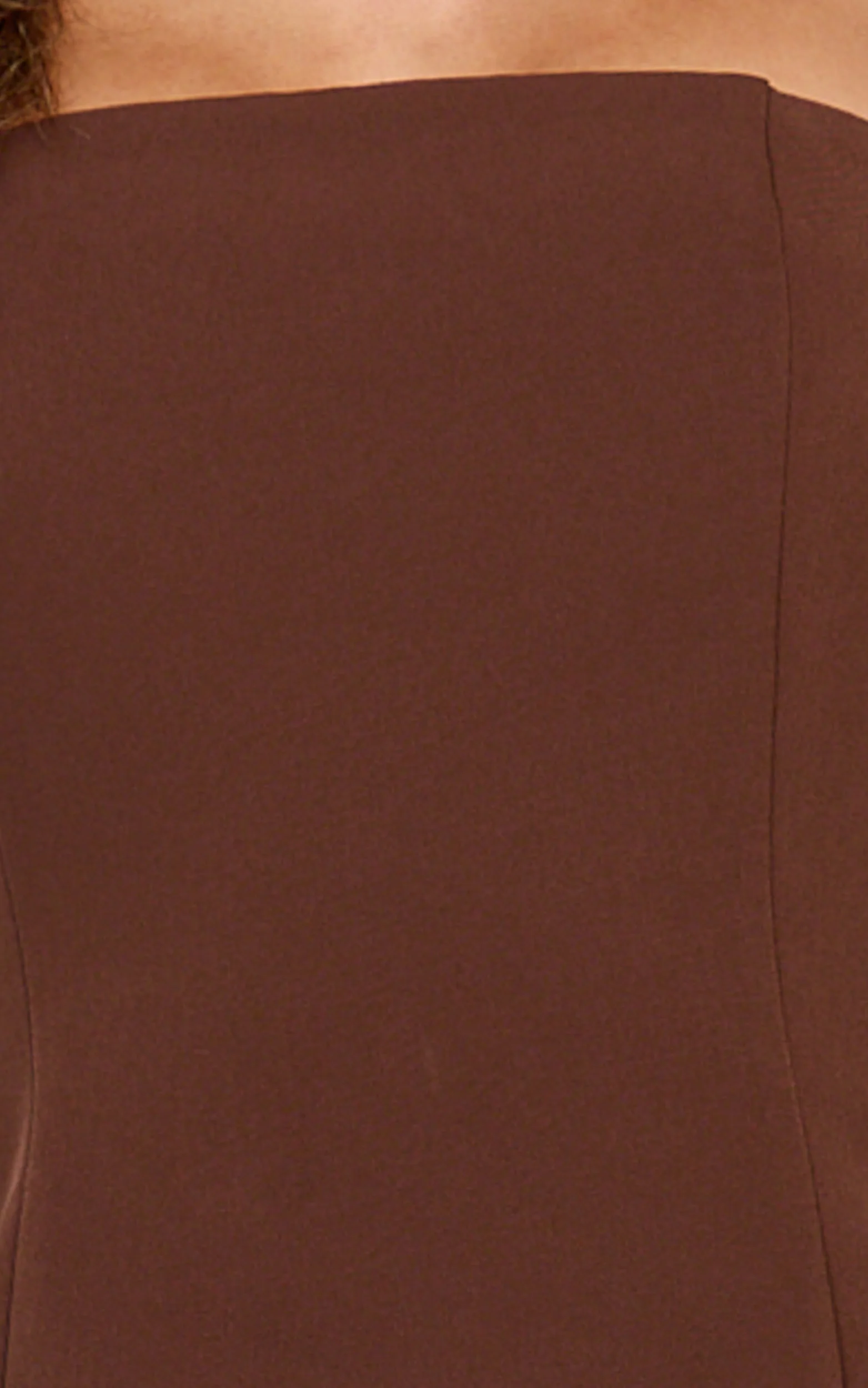 Pauline Two Piece Top and Skirt Set - Strapless A Line Top and Mini Skirt Set in Chocolate - Image 6