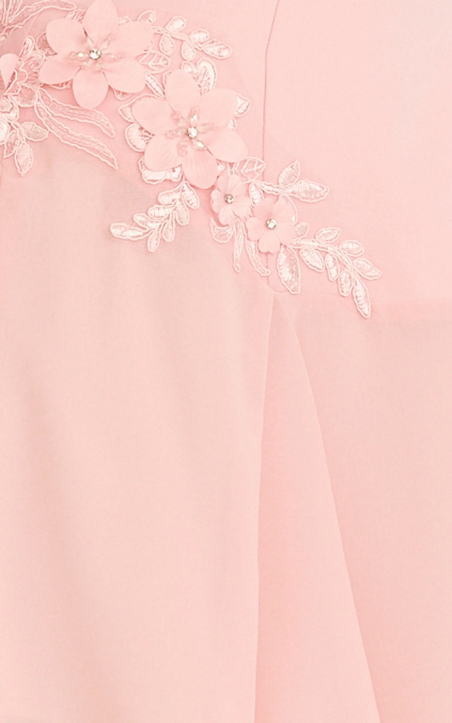 Penny Mini Dress - Strapless Corset Bodice Floral Embellished Godet Dress in Soft Pink - Image 6
