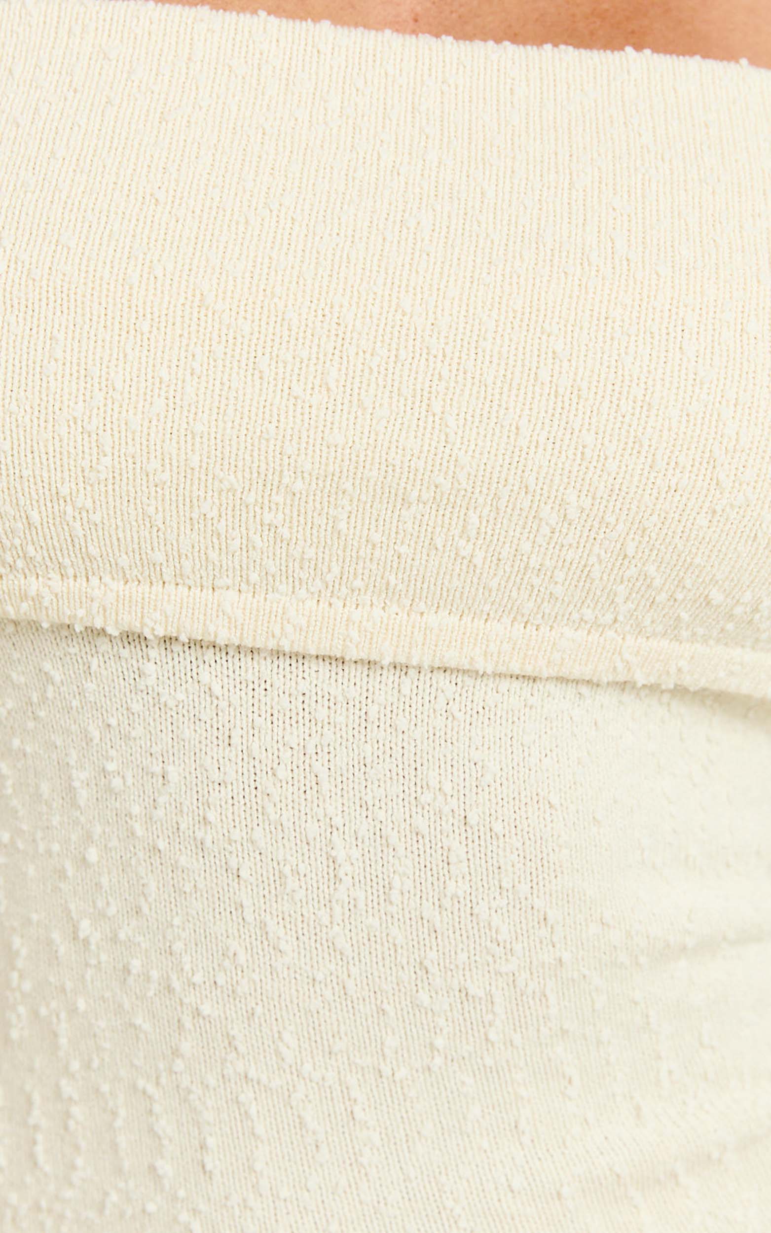 Pietra Mini Dress - Knitted Off Shoulder Dress in Cream - Image 10