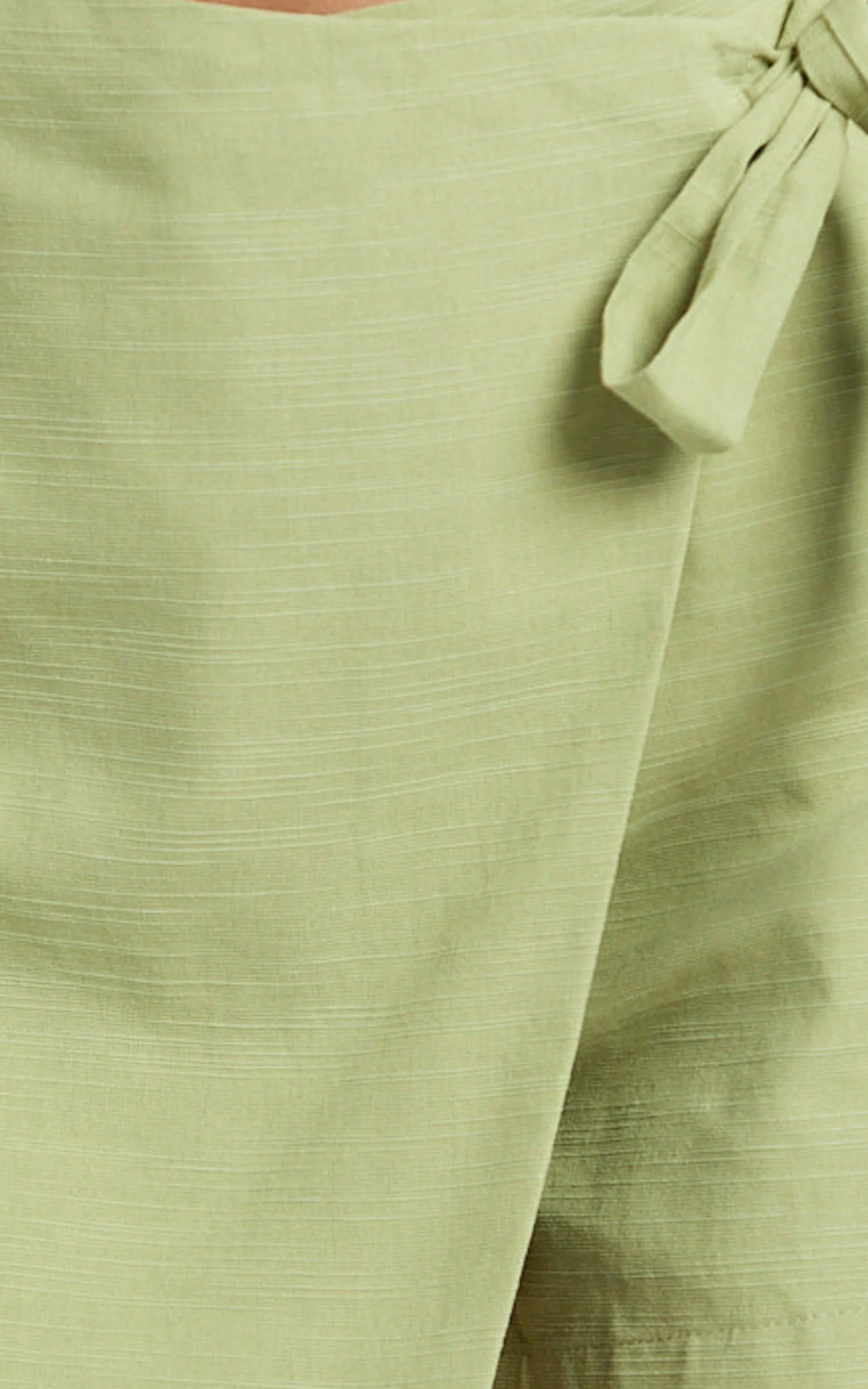 Polina Two Piece Set - Linen Square Neck Crop Top and Tie Waist Skort Set in Sage - Image 10