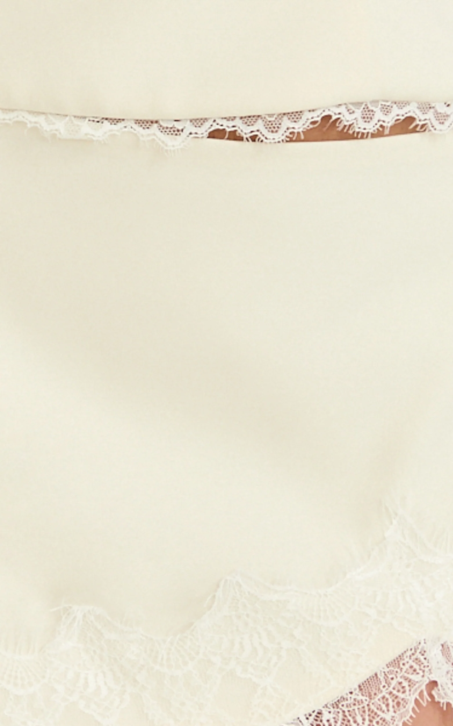 Primrose Mini Skirt - Side Split Lace Insert Slip Skirt in Off White - Image 7