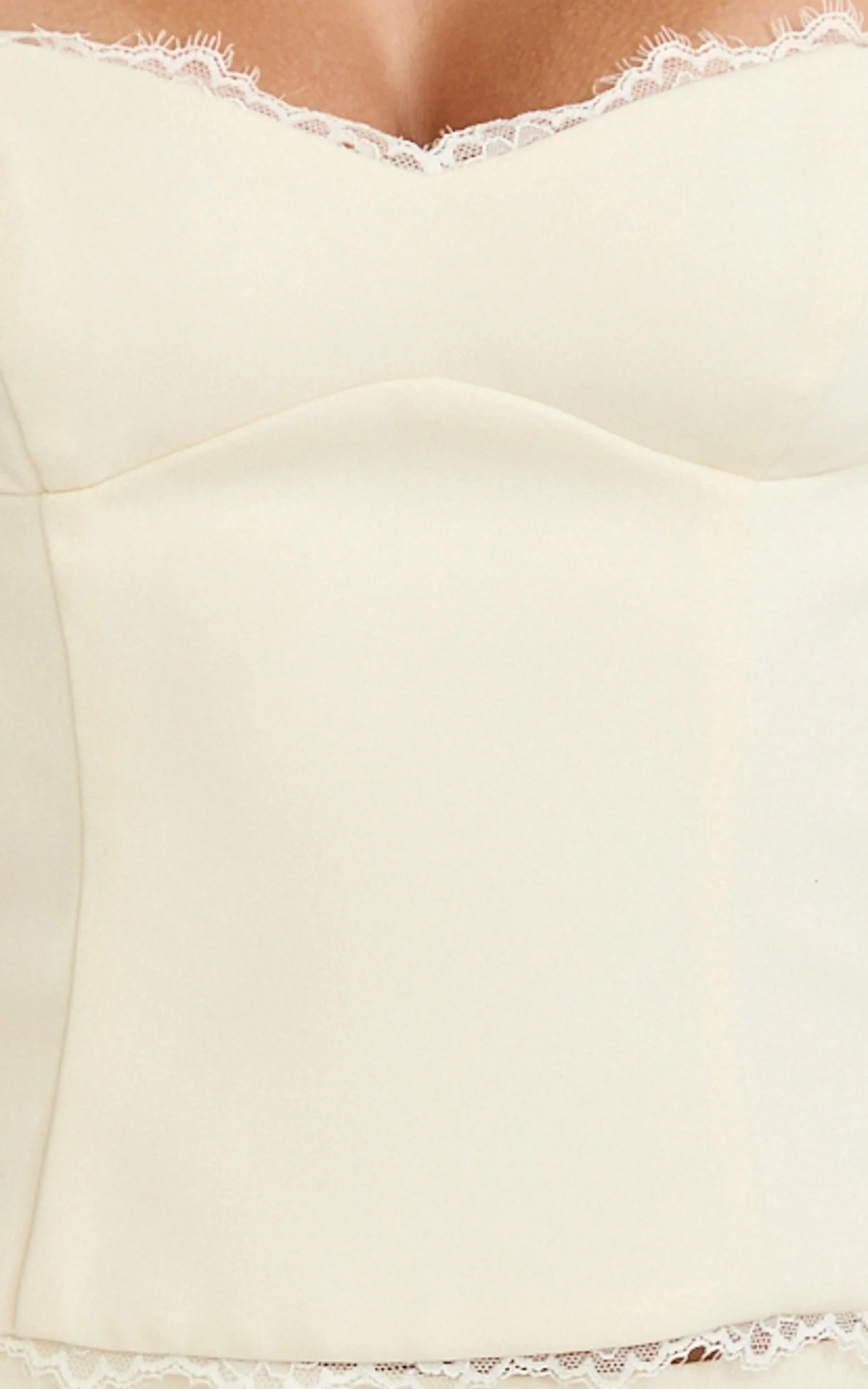 Primrose Top - Fitted Balconette Lace Trim Bodice Top in Off White - Image 6