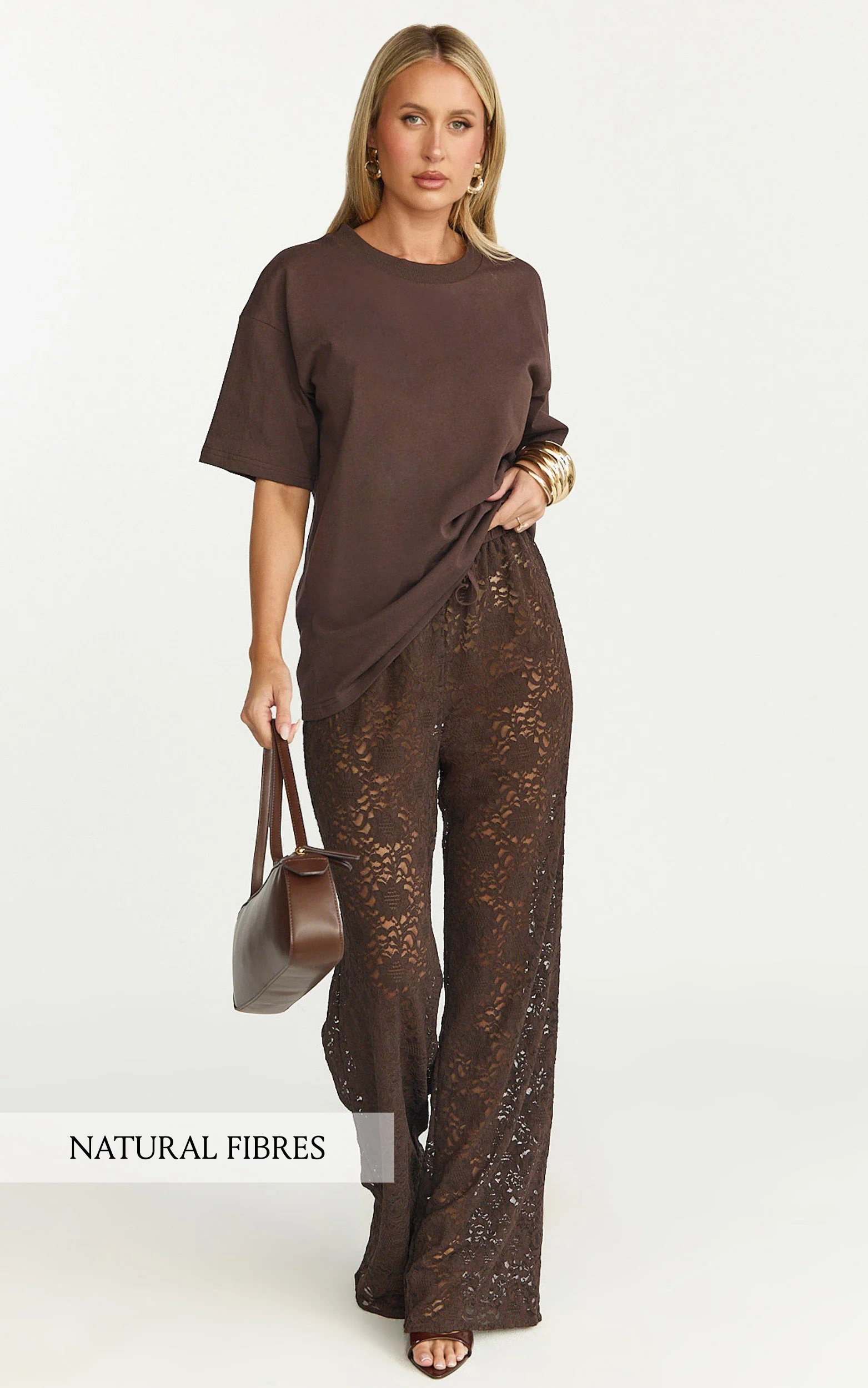 Prizza Top - Longline Boyfriend Tee Top in Chocolate