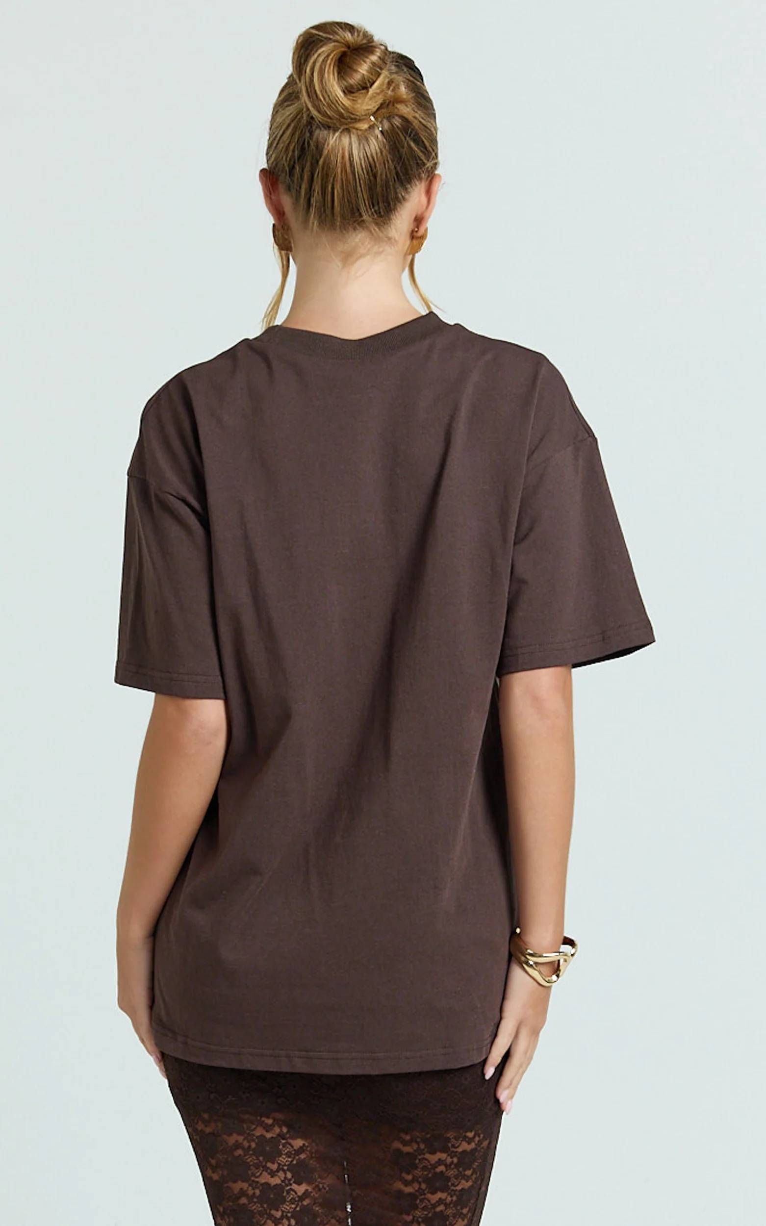 Prizza Top - Longline Boyfriend Tee Top in Chocolate - Image 5