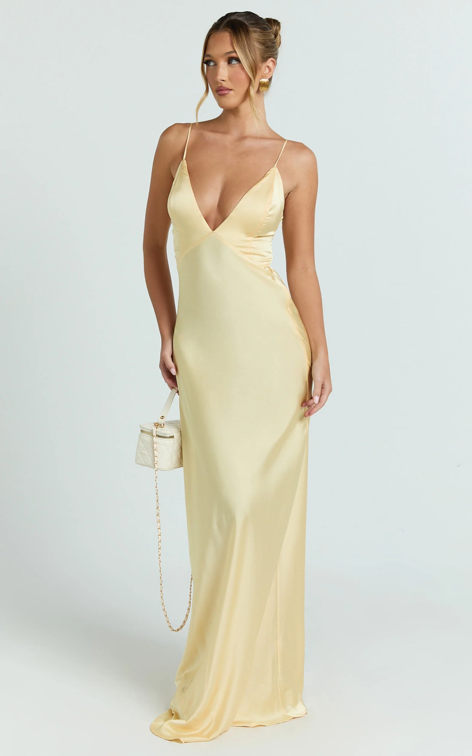 Quincy Maxi Dress - Satin Slip Dress in Lemon - Image 4