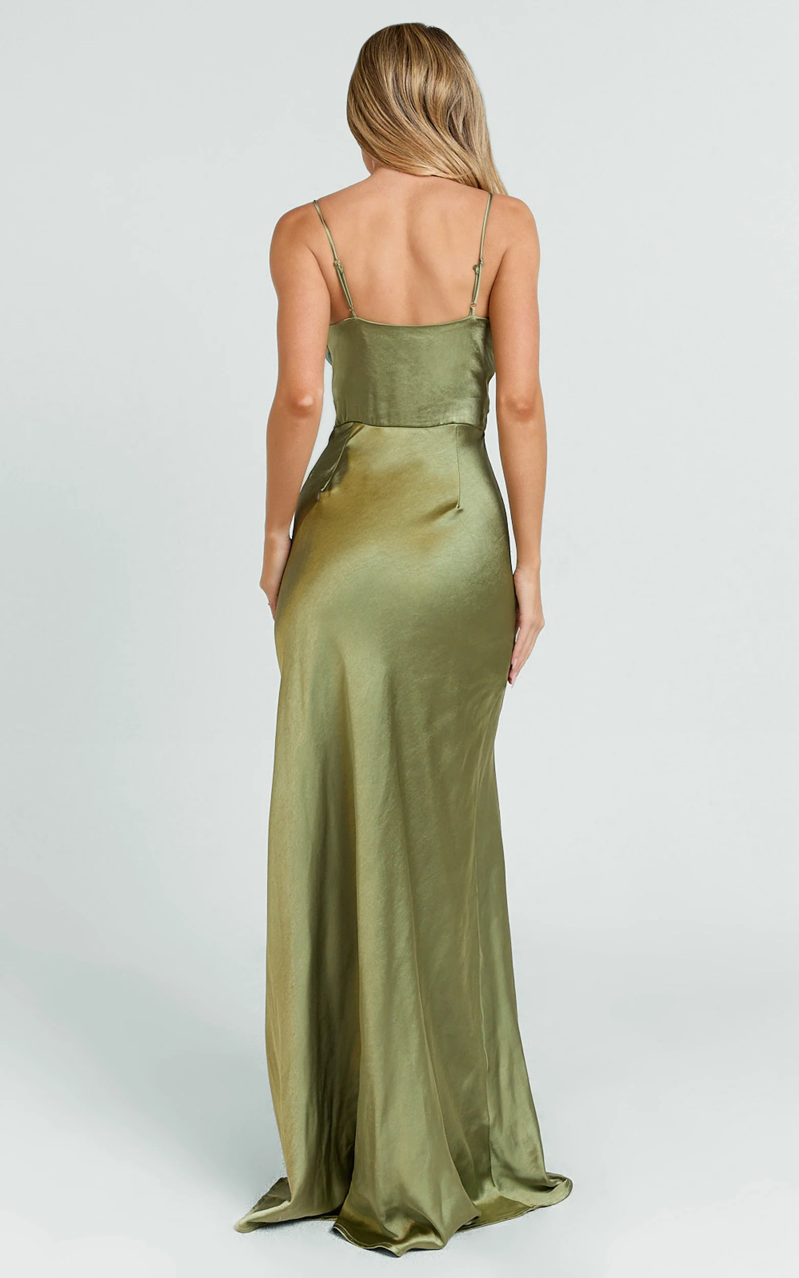Quincy Maxi Dress - Satin Slip Dress in Olive - Image 6